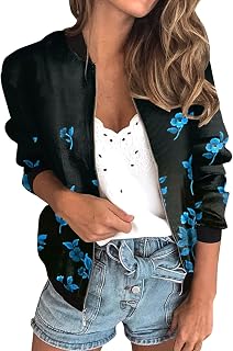 JINGAN Faux Leather Jacket Women Women's Jacket Lightweight Zip Casual Jacket Printed Coat Stand Collar Cropped Coat Top Women Jackets Casual Duffle Coats for Women