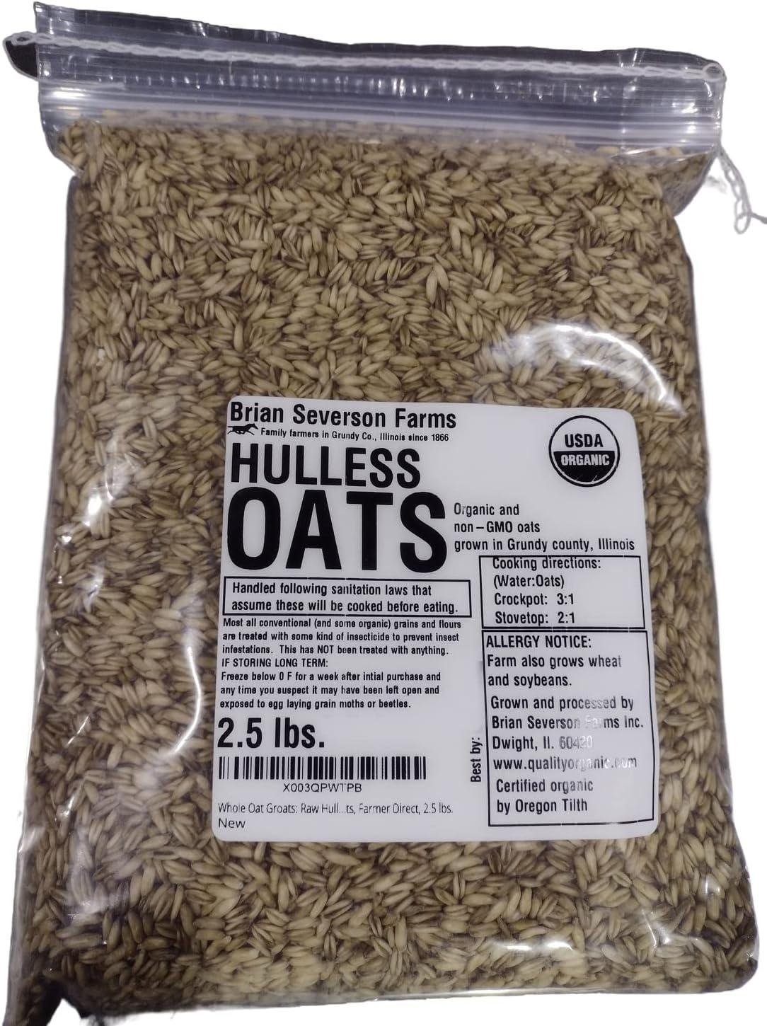Organic NonGMO Whole Oat Grain Seeds (With Husk Intact