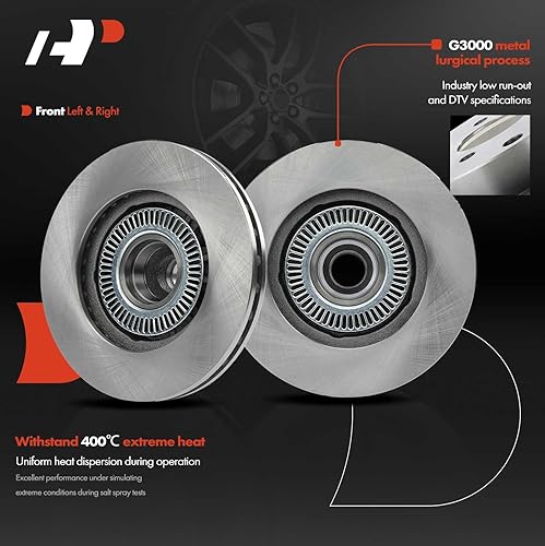 Miniatura 5 de A-Premium Juego de rotores de freno de disco ventilados delanteros de 10.28 pulgadas + pastillas de cerámica compatibles con modelos seleccionados