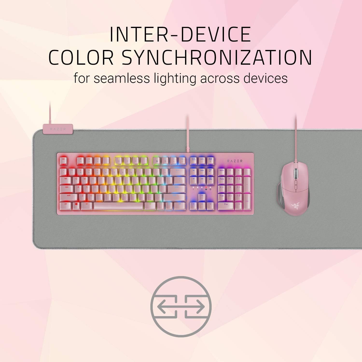 Razer Goliathus Extended Chroma Gaming Mouse Pad: Customizable Chroma RGB Lighting - Soft, Cloth Material - Balanced Control & Speed - Non-Slip Rubber Base - Quartz Pink (Renewed)