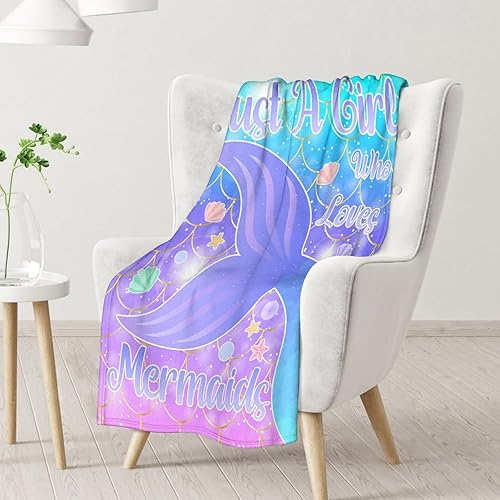 Miniatura 2 de Manta de cola de sirena  Mantas suaves y peludas para niñas  Manta pequeña de 40 x 50 pulgadas para cama y sofá  Regalos lindos morados