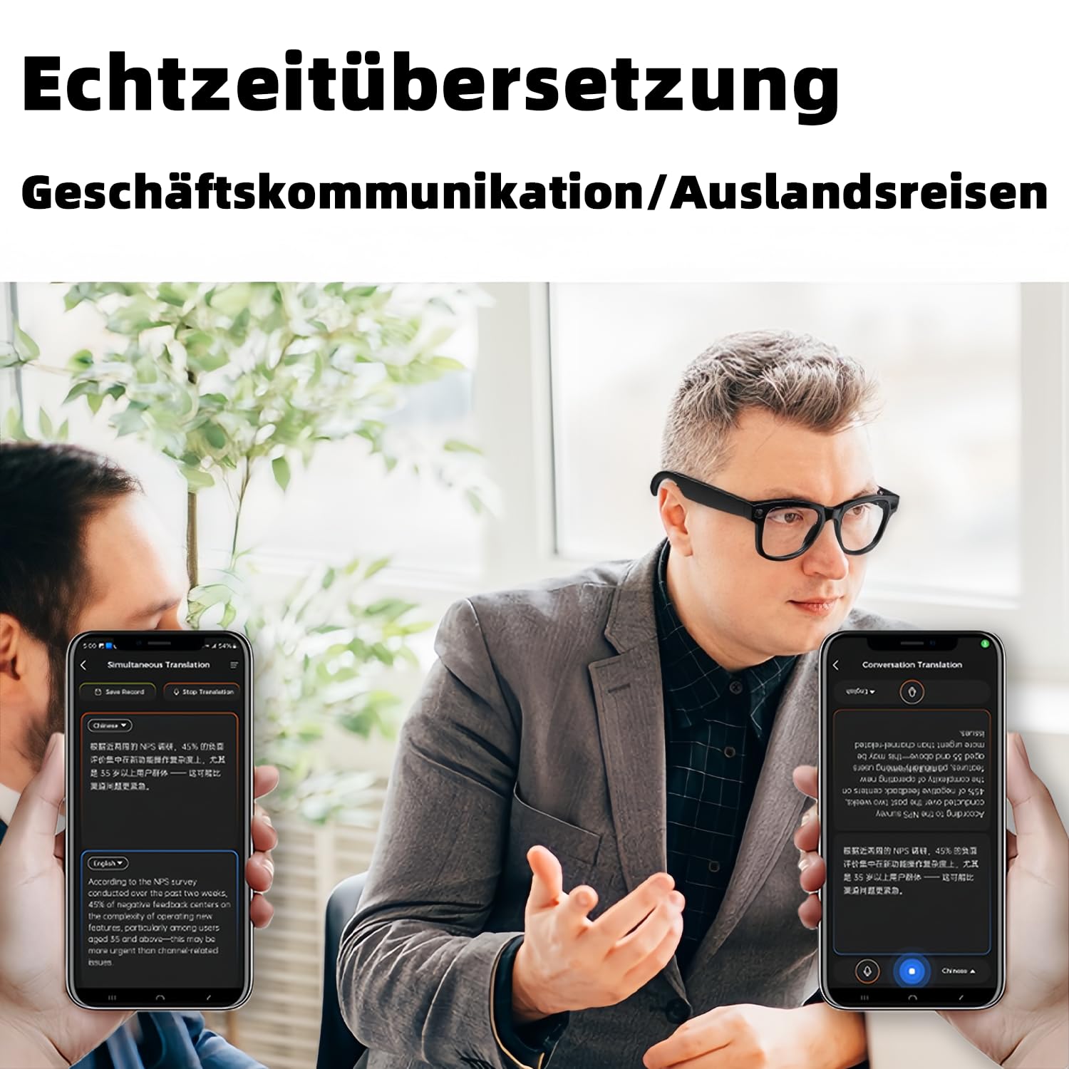 Smart AI Glasses mit 4K HD Kamera, 8MP Bildstabilisierung, Videoaufzeichnung, Offene Kopfhörer, AI-Bilderkennung Simultanübersetzung/GPT-Linsenerkennung und 3600-mAh-Akkufach