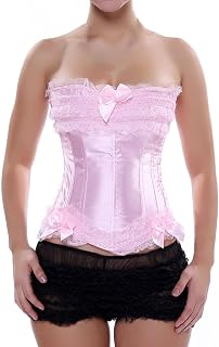Corsé vintage para mujer, estilo push-up, corsé con cordones, color negro, cintura de encaje, disfraz de pirata, estilo retro steampunk, disfraz medieval, disfraz de Halloween