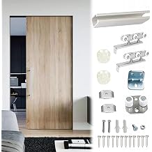 Wall Mount Bypass Sliding Track Replacement, Aluminum Barn Door Rail Set with Smooth Rollers,metal Sliding Cabinet Door Hardware KitSilver,4ft1.2m