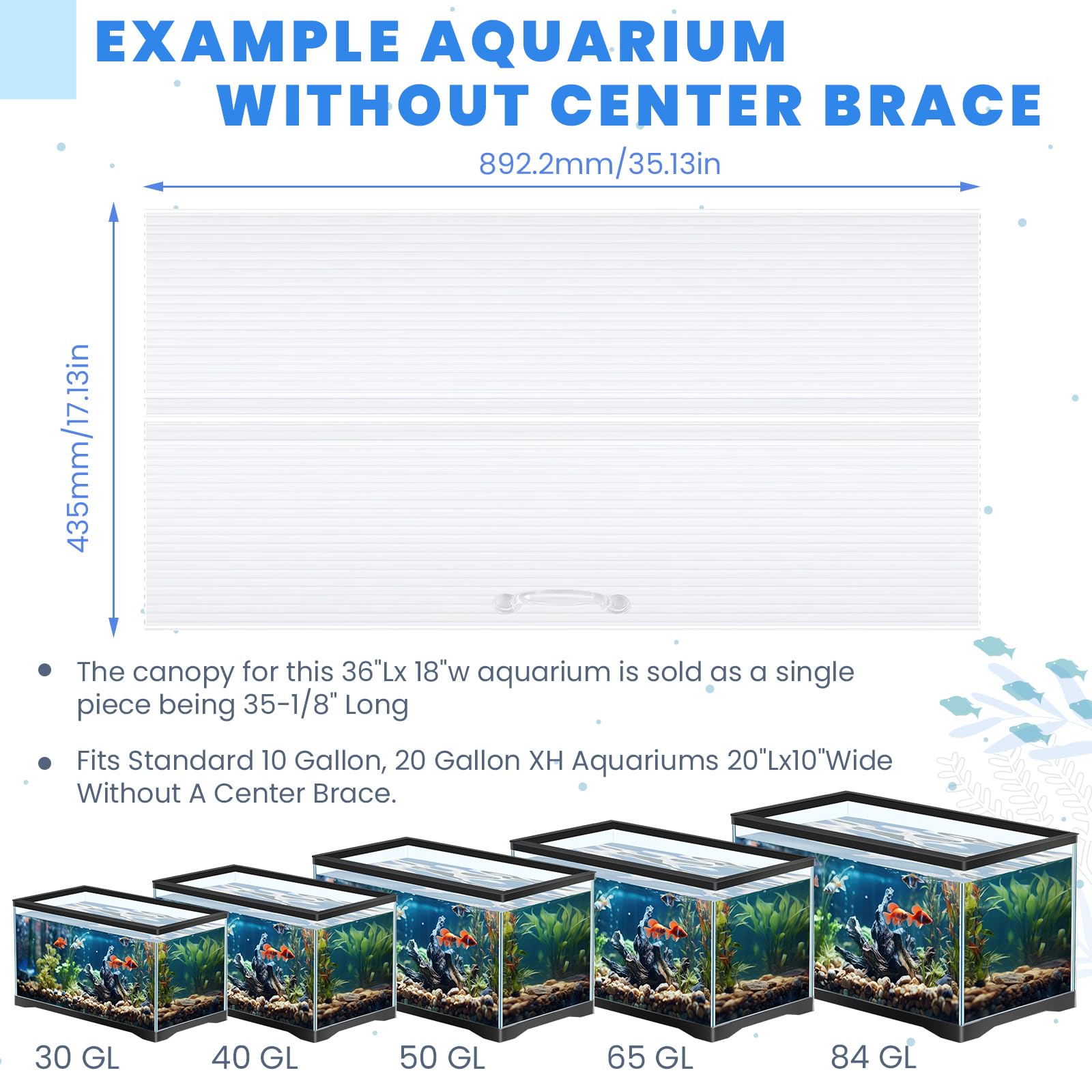 Sieral Auvent d'aquarium en polycarbonate, 91,4 x 45,7 cm, transparent, 1 pièce