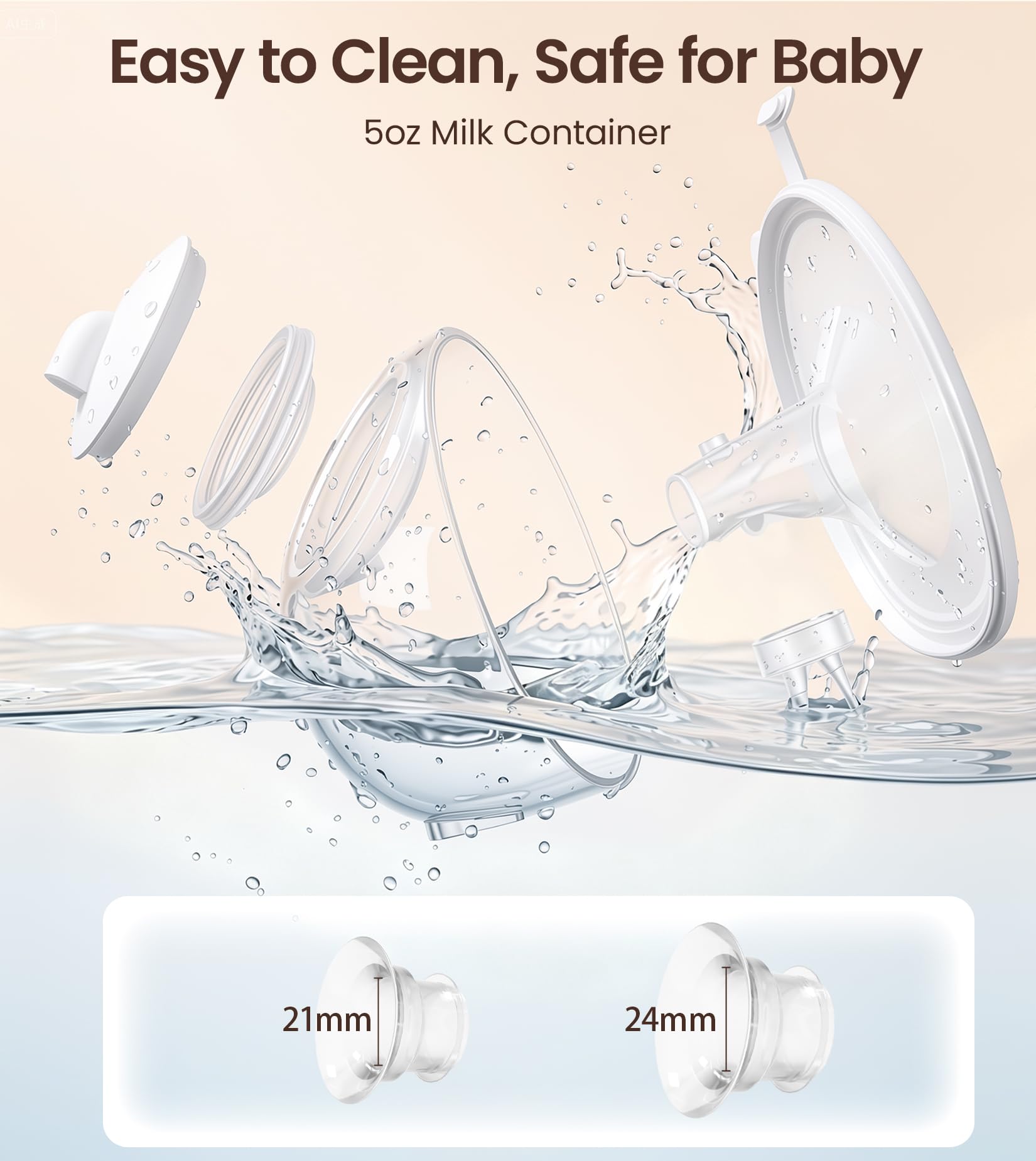 NCVI Tiralatte indossabile, tiralatte elettrico a mani libere, tiralatte portatile ultra leggero con tazze per latte a tenuta stagna, 4 modalità 9 livelli, flange 21/24 mm