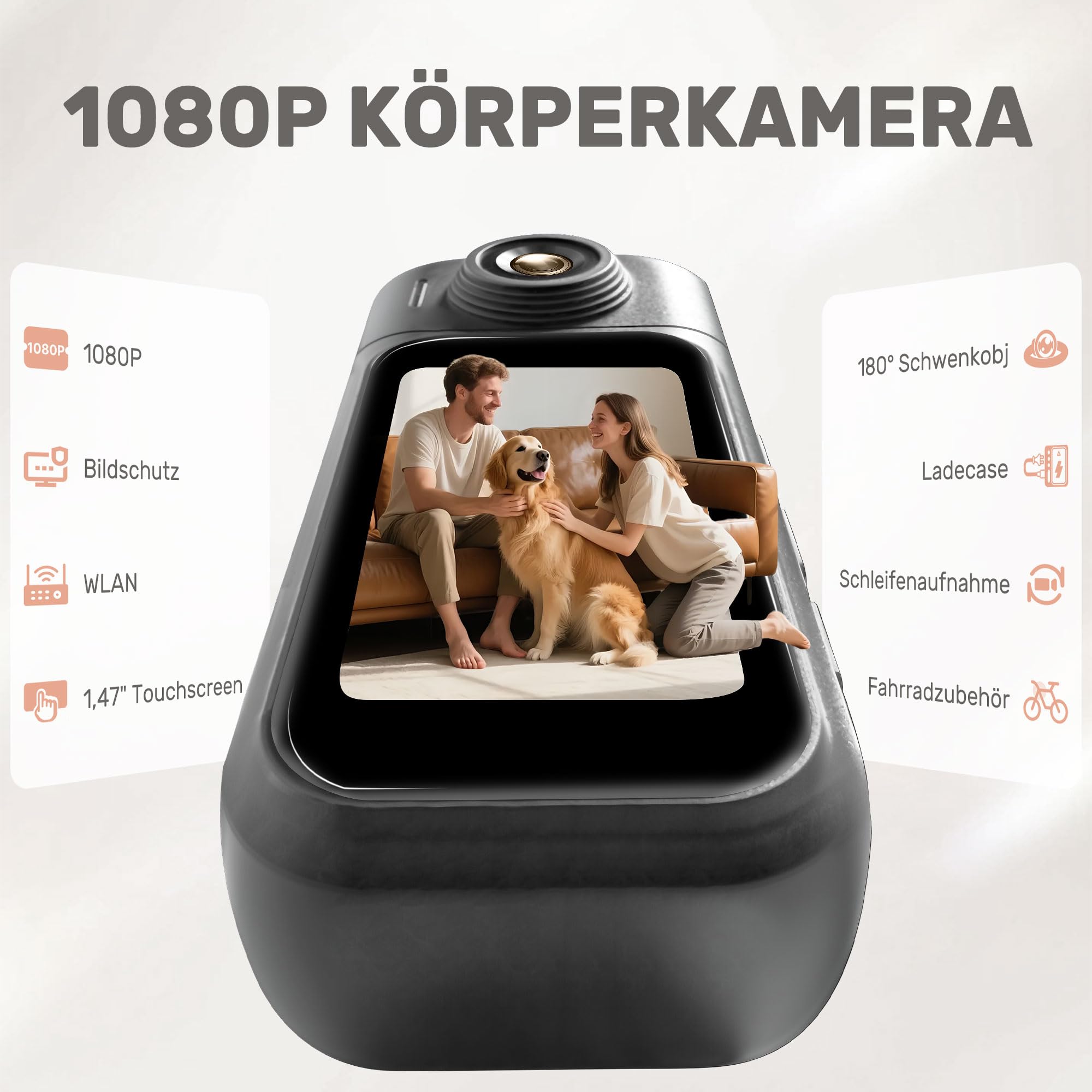 Tiantianle Action Cam,Bodycam 1080P,Mini Action Camera,Telecamera Sportiva Impermeabile 30M,Telecamera portatile,Display Touchscreen da 1,47'' Videocamera da Casco per Motociclista - 3