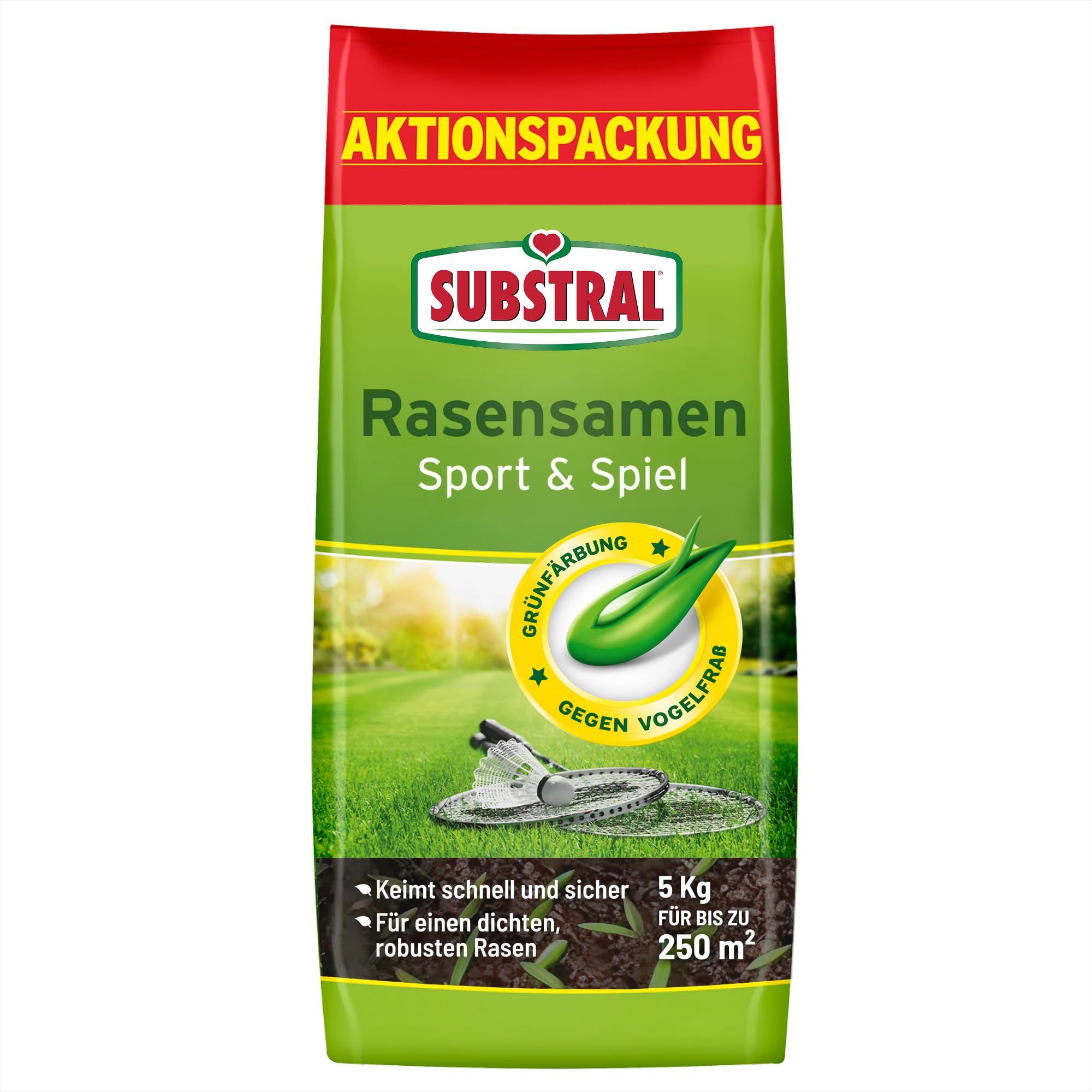 Substral Sport und Spiel Rasensamen 5kg schnell keimend für 250 m²