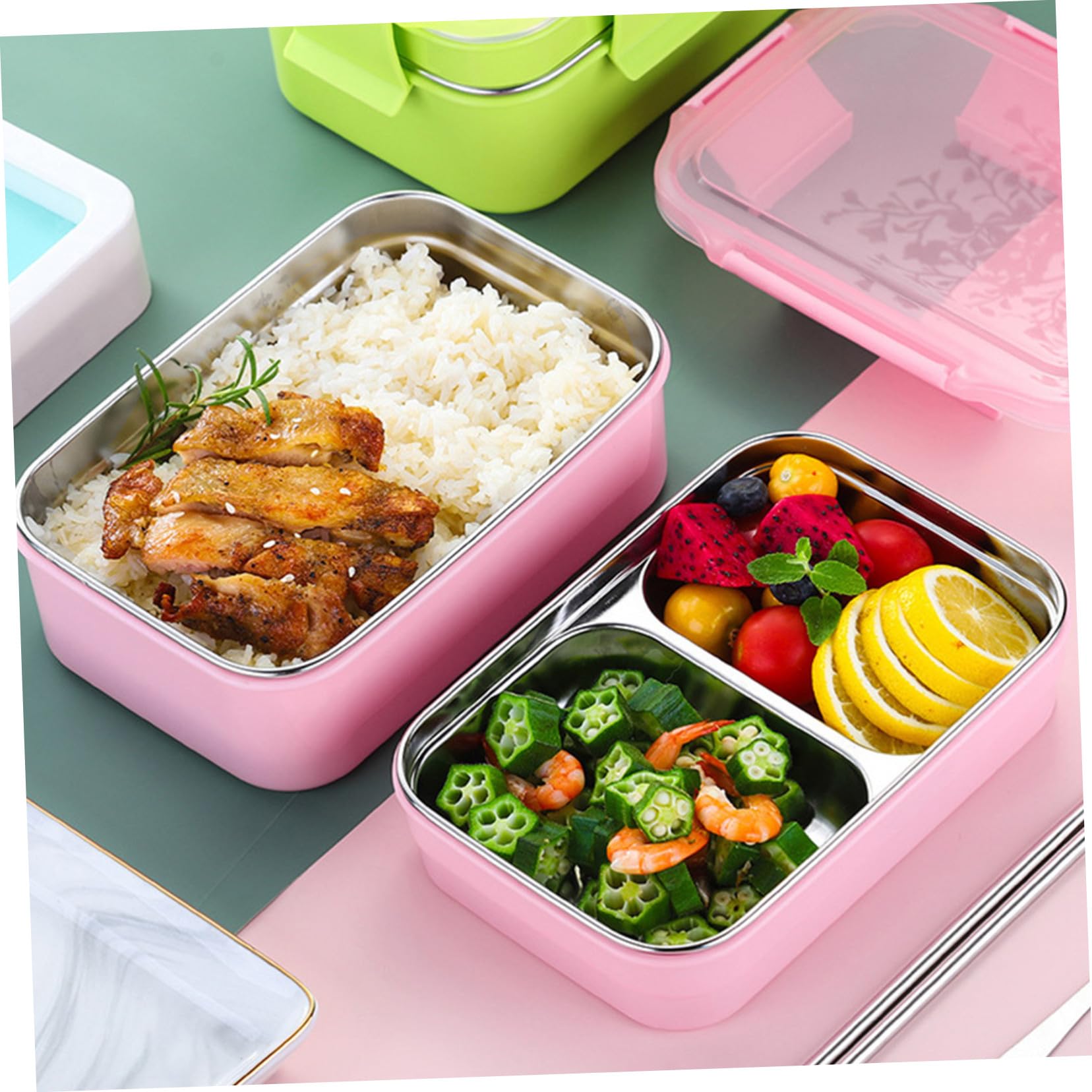 Boîte à Bento Isotherme en Acier Inoxydable 304 Boîte à Déjeuner Portable pour Travail et École Compartiment Design