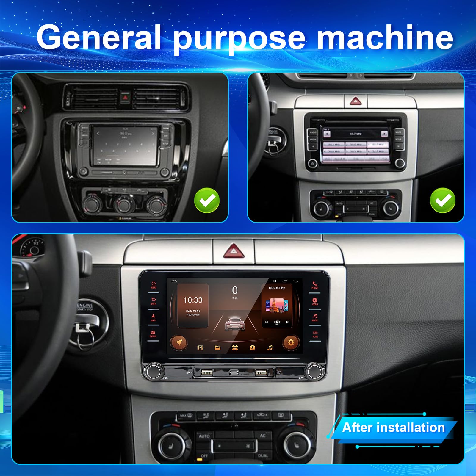 Radio samochodowe z systemem Android 14 do VW Polo GTI 2009-2013 z Carplay