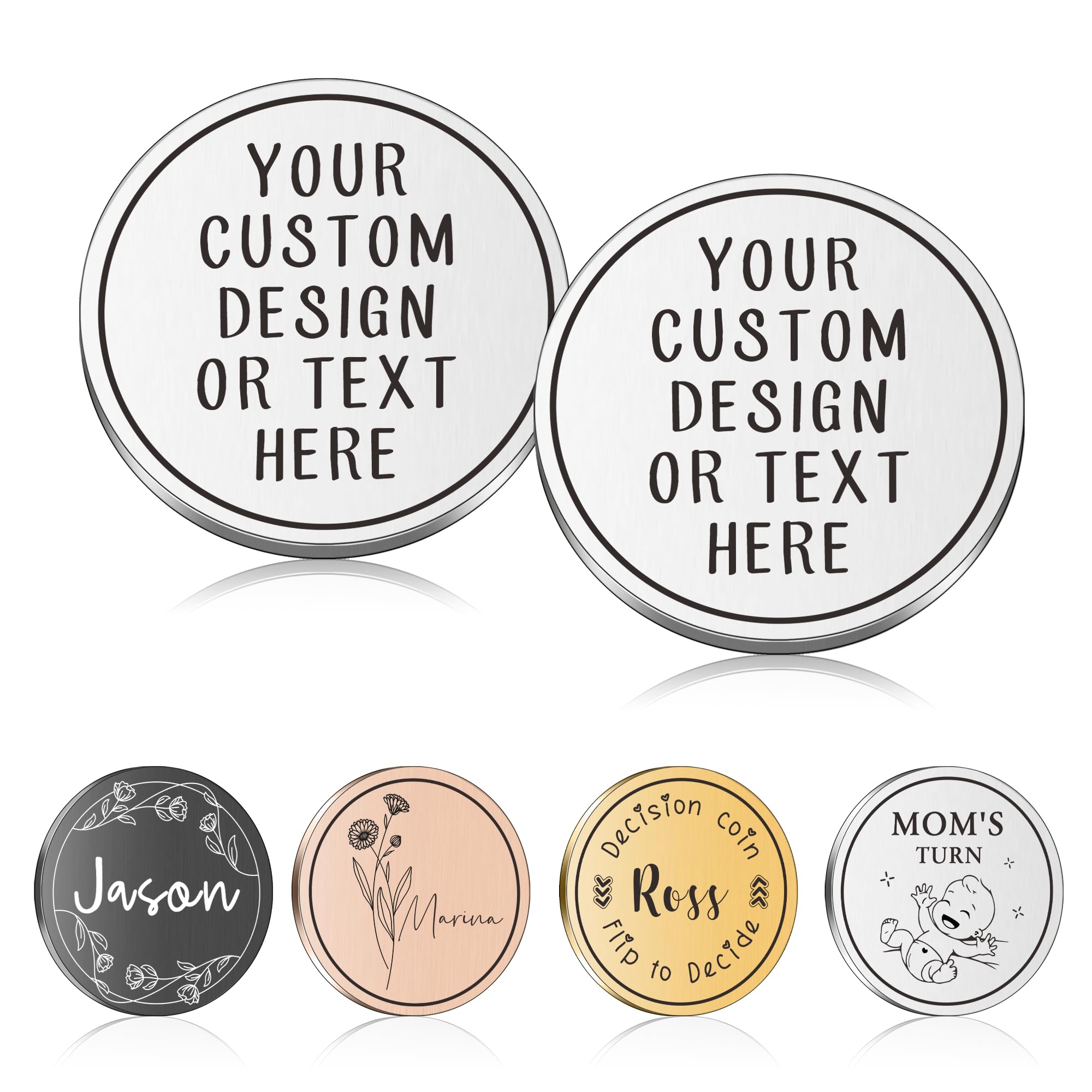 Custom Commemorative Challenge Coin for Men Women – Engraved Logo Photo Text Pocket Token, Teacher Gift, Event Medal, Club Award, Company Bulk