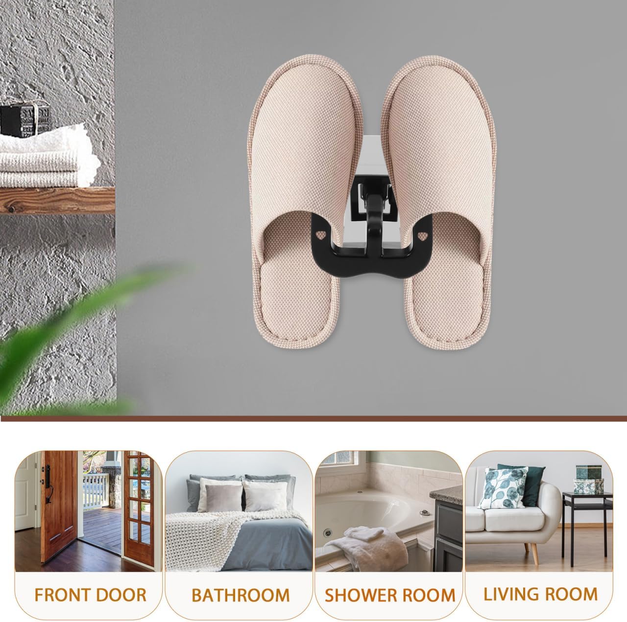 Ciieeo 2pcs Wall-mounted Shoe Rack No Drilling Slipper Holder for Bathroom Space-saving Adhesive Shoe Organizer Stylish Storage for Hallway Entryway