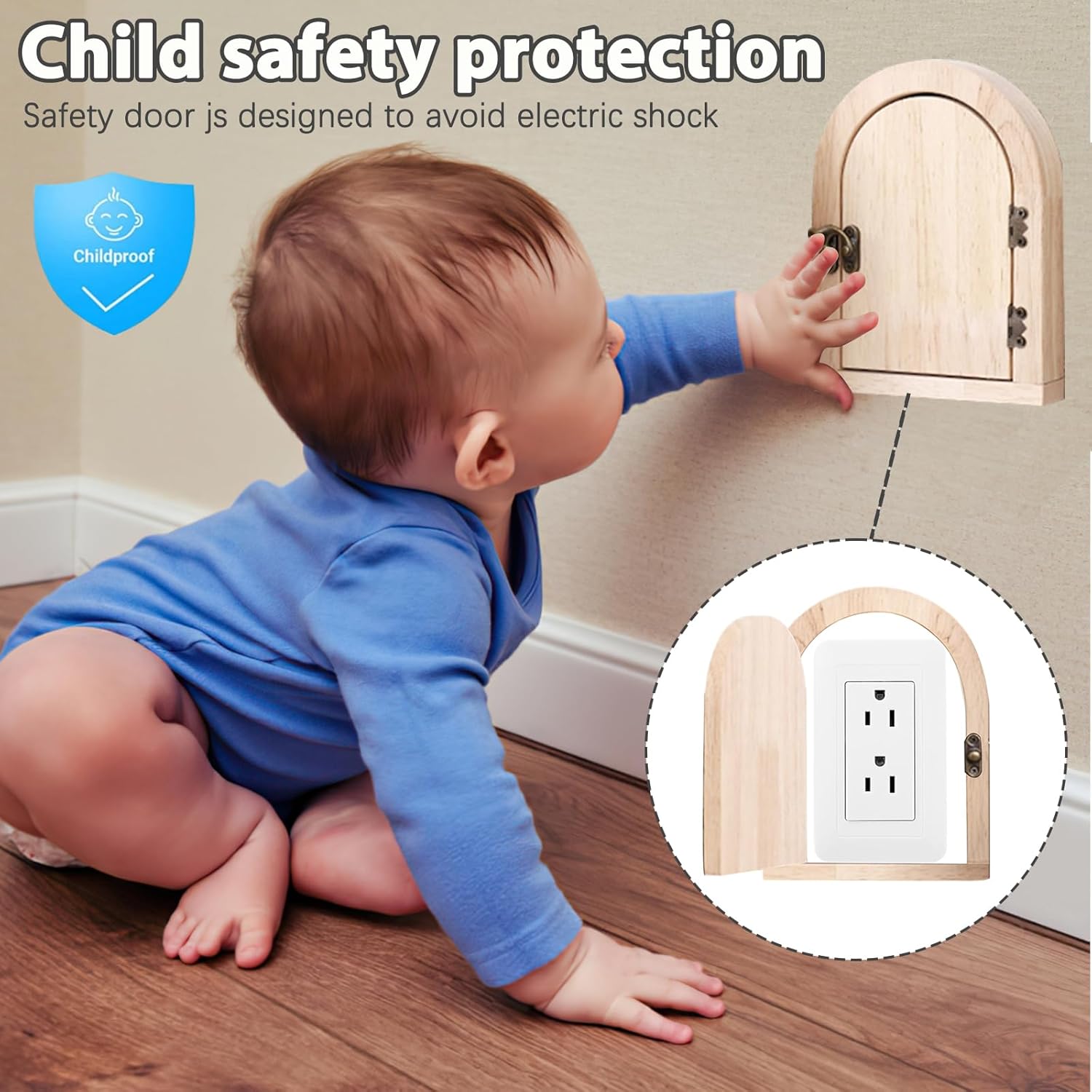 2PCS Wooden Door Light Switch Cover Receptacle Plate Protector with strong adhesive on the back, easy to install, no drilling required, stable and reliable, Home Decoration