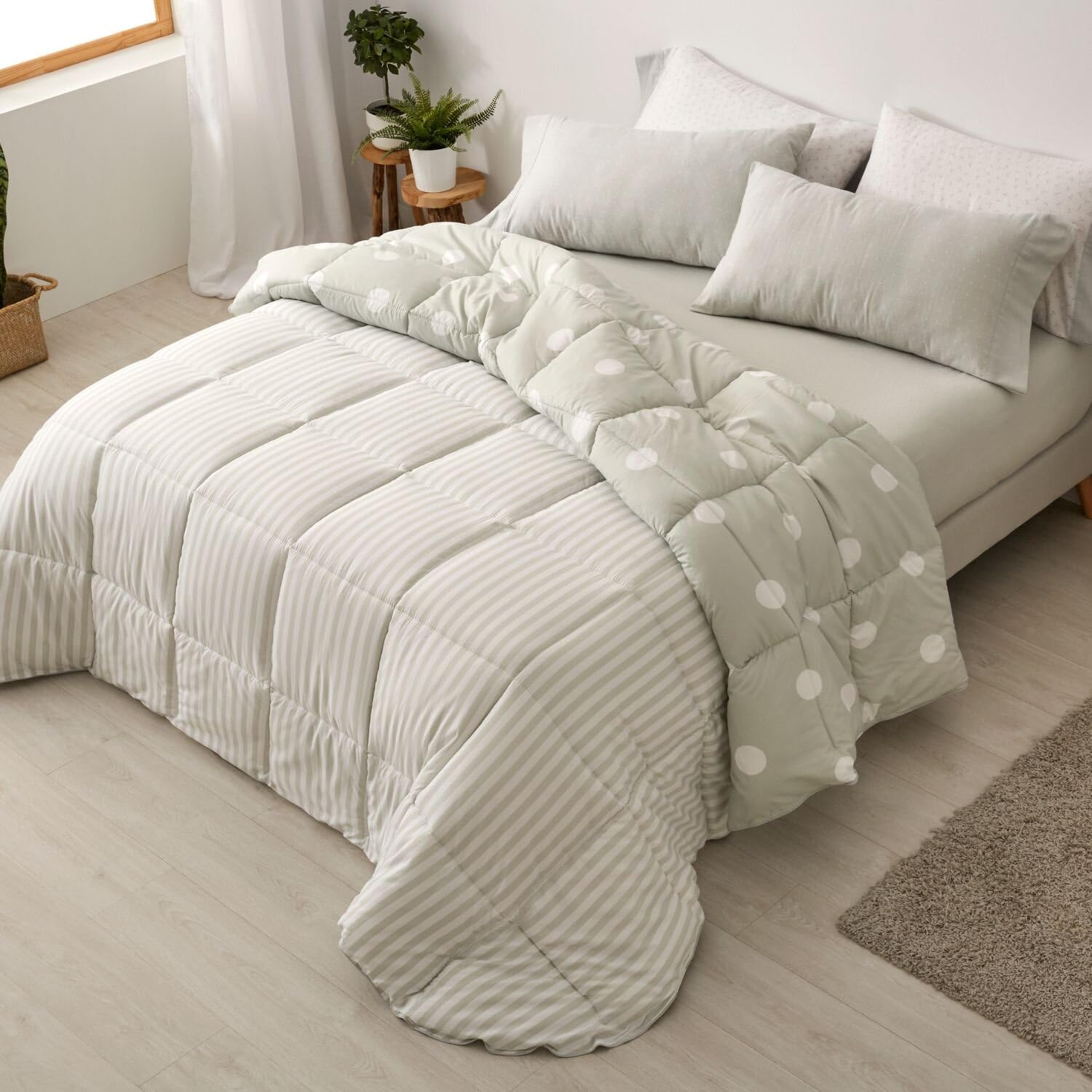 Burrito Blanco | Edredón Comforter | Cama de 80-90cm. (+Medidas Disponibles) | Diseño 263 | Color Menta (180x270 cm)