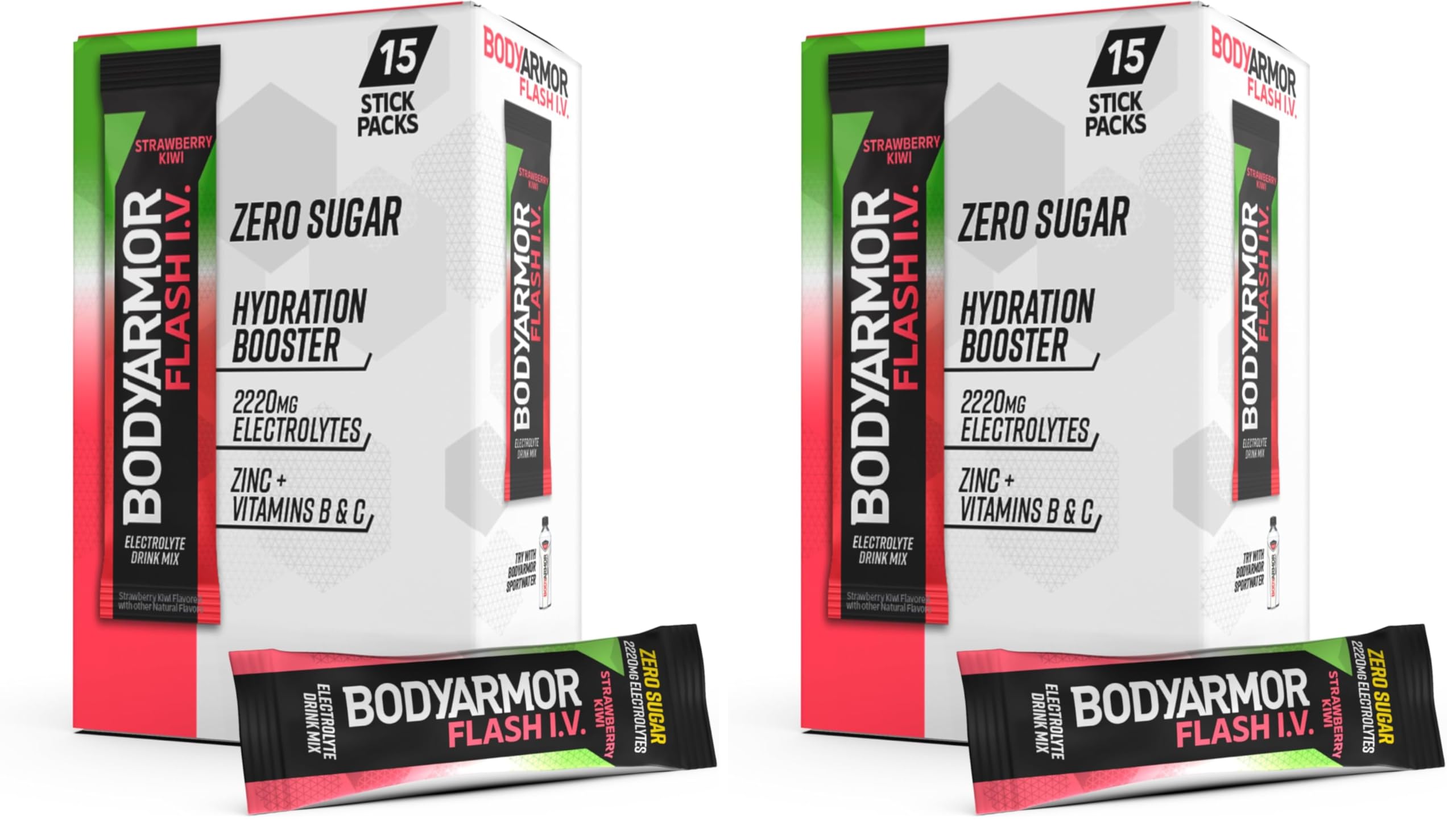BODYARMOR Flash IV Electrolyte Packets,Strawberry Kiwi - Zero Sugar Drink Mix,Single Serve Packs,Coconut Water Powder,(Pack of 30) Strawberry Kiwi 0.25 Ounce (Pack of 30)