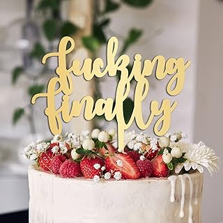 Fucking Finally Cake Topper Personalized Wedding Cake Topper Gift For Bride Groom Wedding Rustic Cake Decor Engagement Anniversary Bridal Shower Party Decoration Cake Supplies