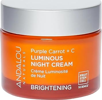 Andalou Naturals Purple Carrot + Vitamin C Luminous Skin 1.7 fl oz | Night Cream Hydrating Face Moisturizer, With Fruit Stem Cell Complex for Radiant Skin