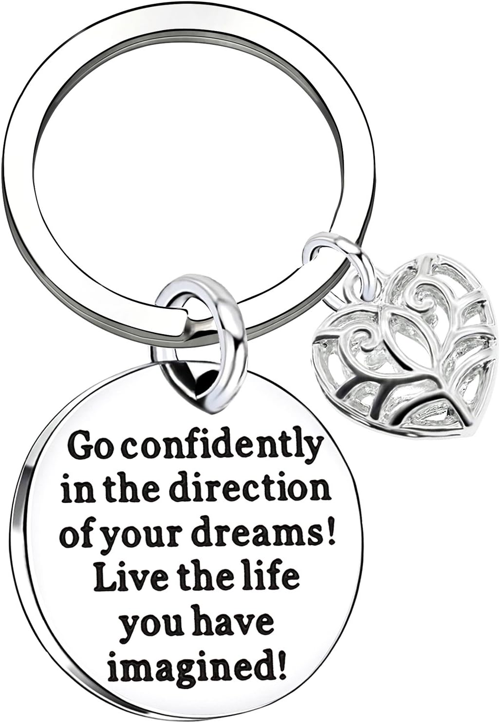 lauhonmin Compass Key Chain Go Confidently in The Direction of Your Dreams Live The Life You Have Imagined (Heart)