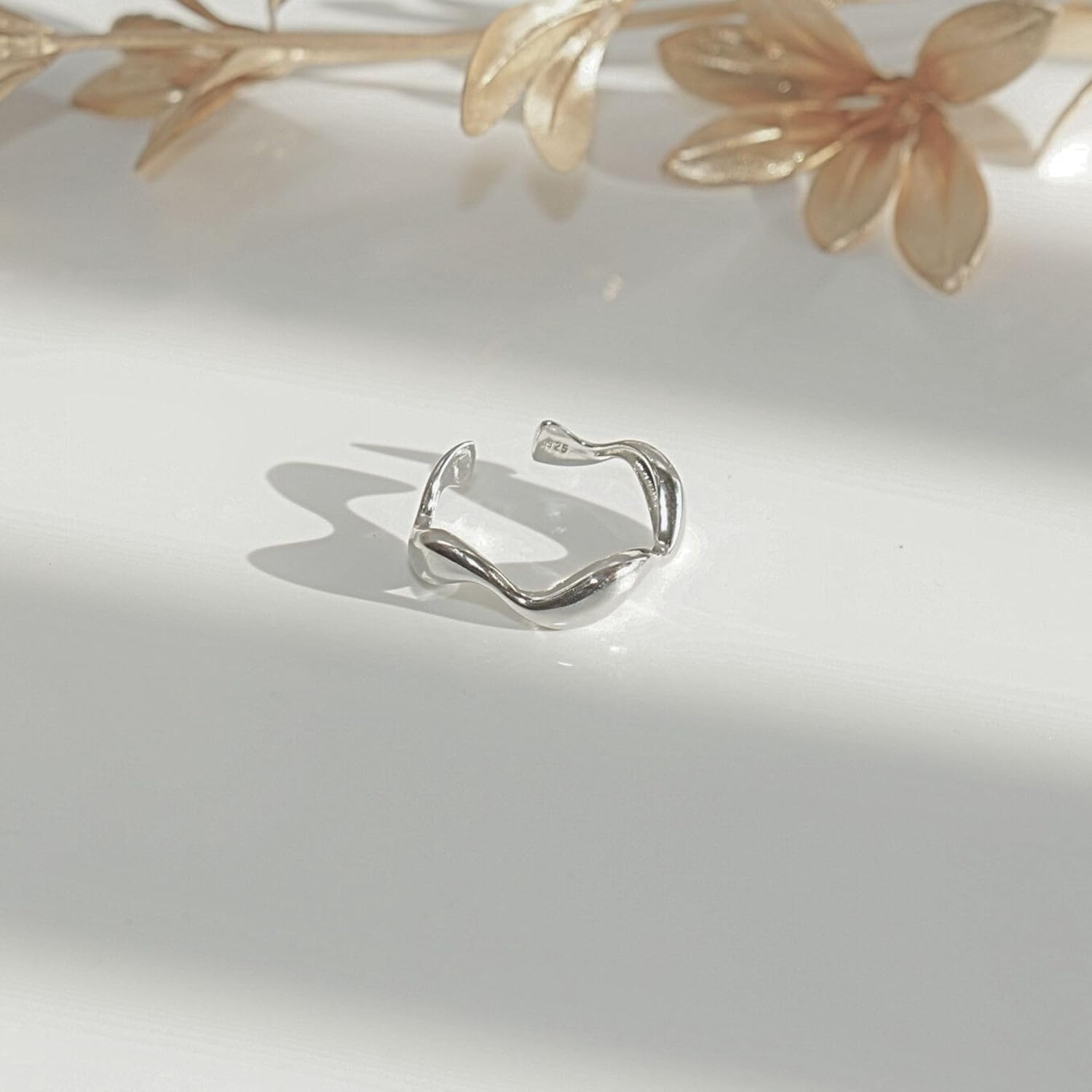 QueenBee Wave Ring for Women, Irregular Asymmetric Stacking Ring, 14K Gold Plated & 925 Sterling Silver, Gift for Her, Birthday or Holiday Jewelry - Image 2