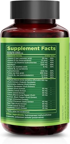 Miniatura 6 de Suplemento de apoyo digestivo con Triphala, Ajwain, comino y otras hierbas y vitaminas, apoya la digestión saludable y la salud intestinal,