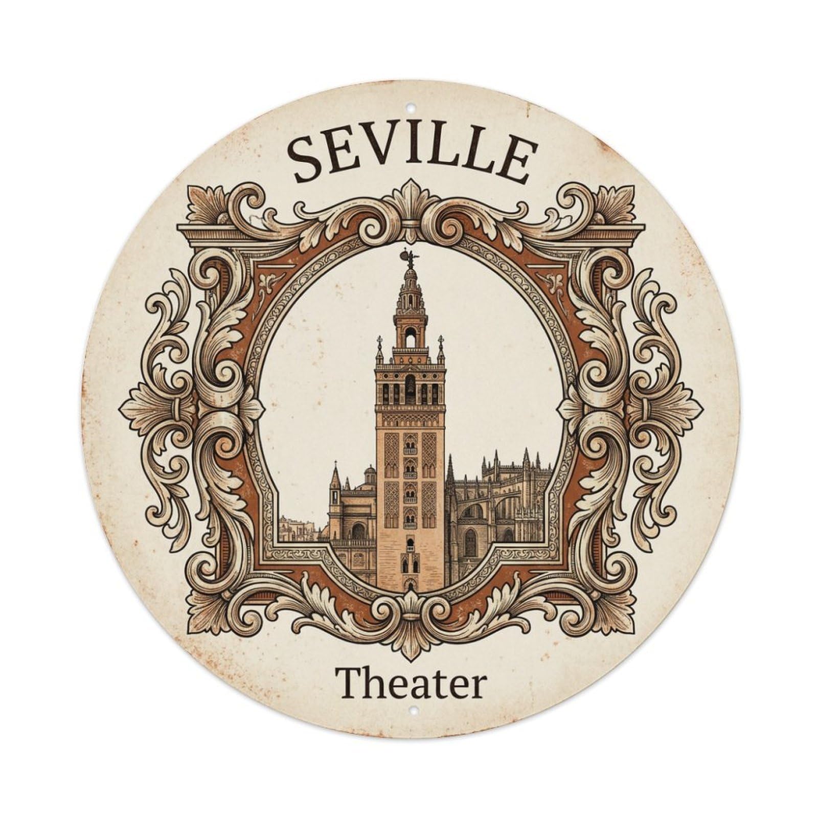 Metal Tin Sign Vintage Travel Seville Spain