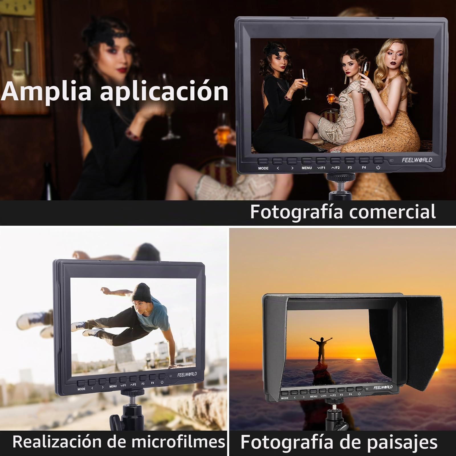 FEELWORLD FW759 7 Pulgadas Monitor de Campo con cámara,Monitor de Campo 1280X800 IPS DSLR con Full HD Enfoque de vídeo 4K HDMI Salida de Entrada 2800mAh Batería Estuche de Almacenamiento