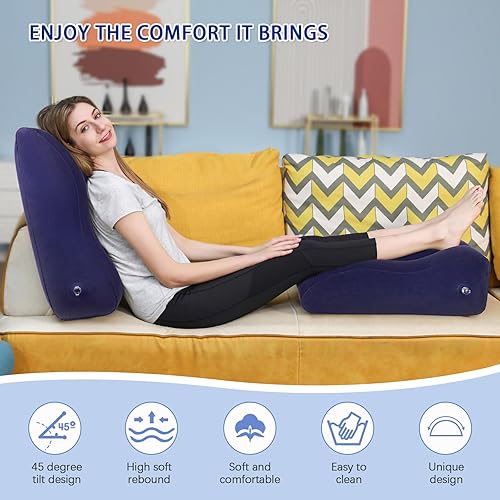 Miniatura 6 de Almohada de cuña para dormir  Almohada inflable de elevación de piernas para hinchazón, circulación, alivio del dolor de piernas y espalda, soporte