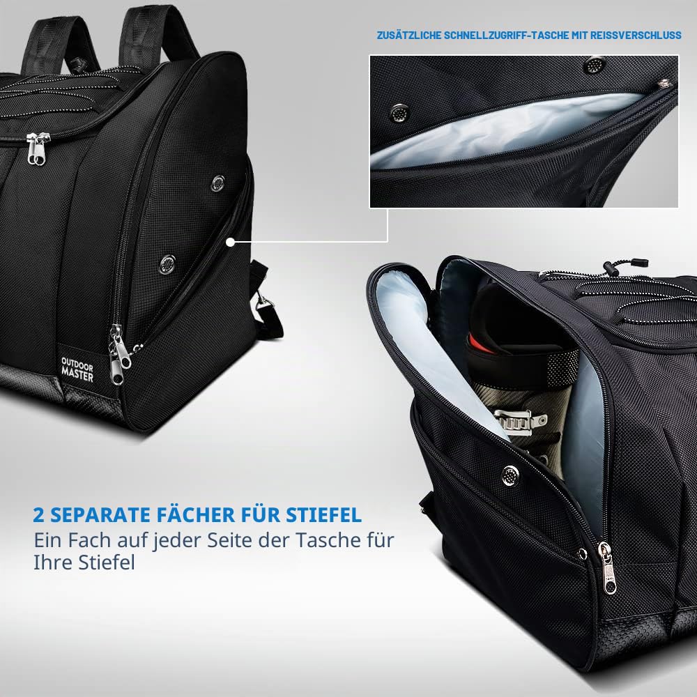 OutdoorMaster Stiefeltasche Eisbär – Skischuhe und Snowboardstiefel, ideal für Reisen mit wasserdichter Außen- und Unterseite – für Herren, Damen und Jugendliche