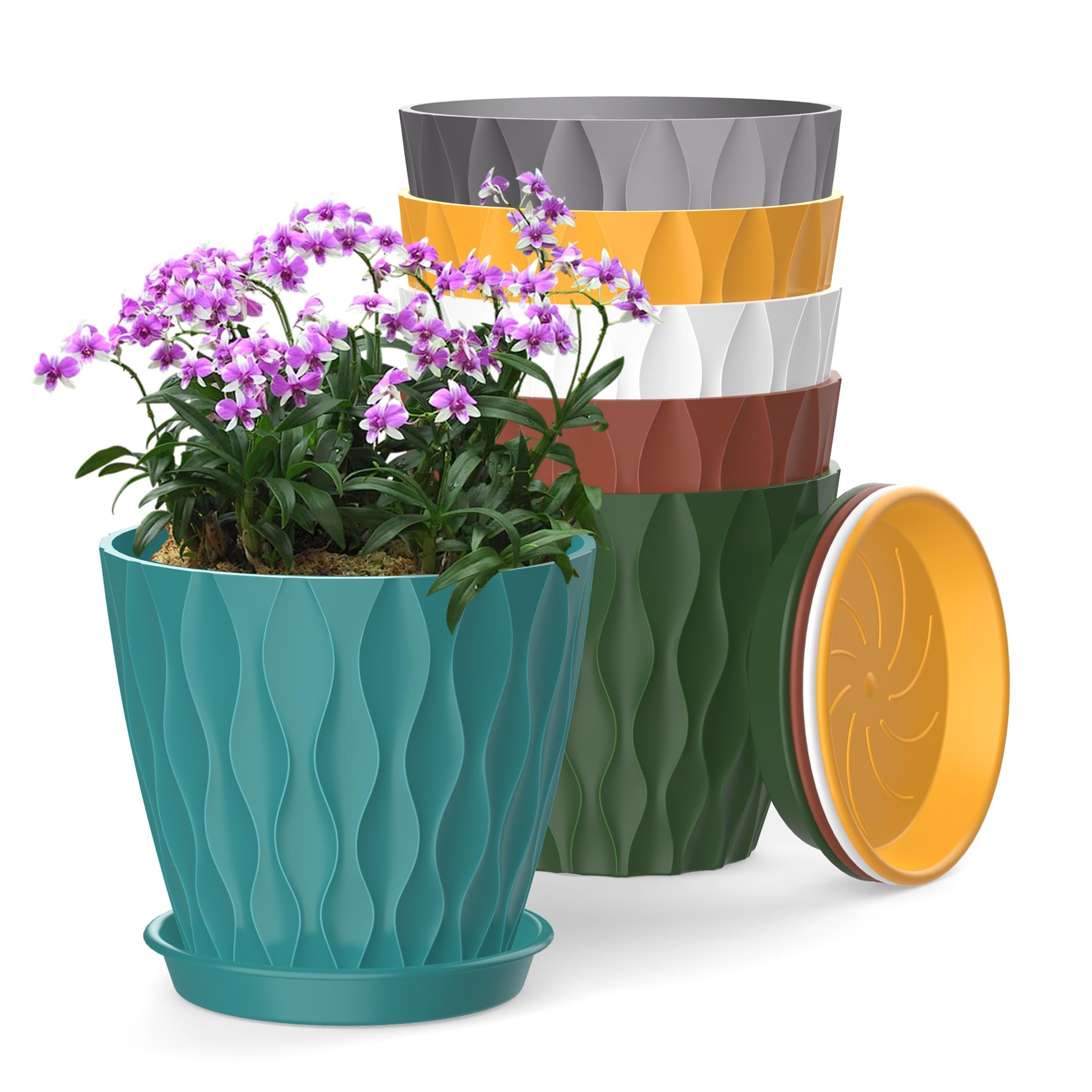 Colorful 4 Inch Plant Pots - 6 Pack -11 Colorful 4 Inch Plant Pots - 6 Pack -11
