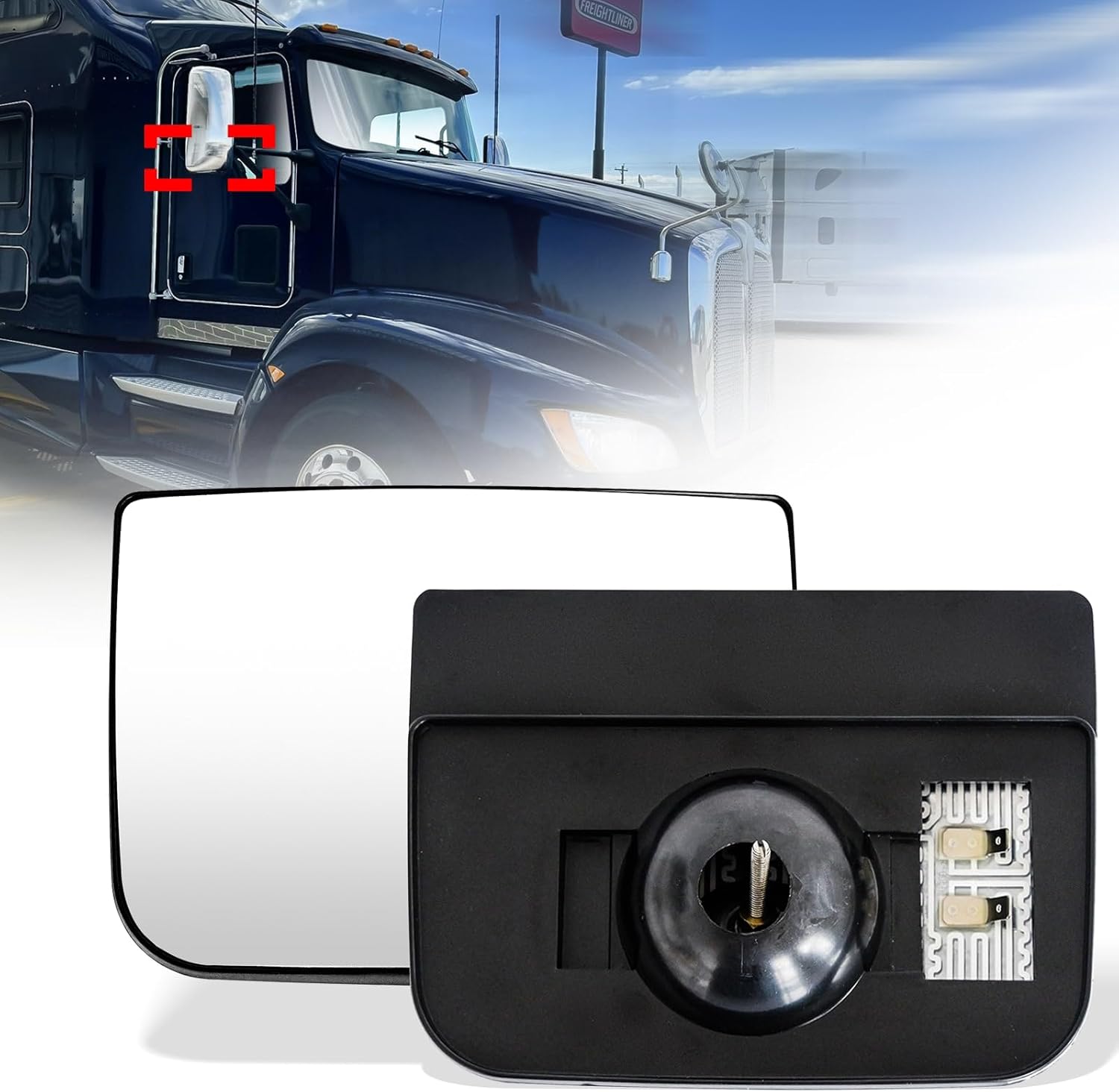 Cristal de espejo inferior para Kenworth T660, repuesto de cristal inferior para espejo inferior con calefacción para Kenworth T170 T270 T370 T440