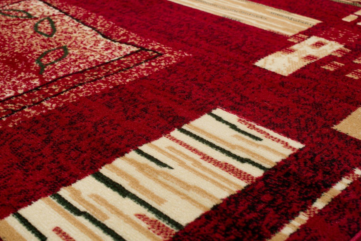 TAPISO Atlas Tappeto Salotto Moderno Pelo Corto Design Astratto Motivo Geometrico Rettangoli tonalità Rosso Scuro Oeko-Tex Soggiorno Sala Camera Ufficio 180 x 250 cm