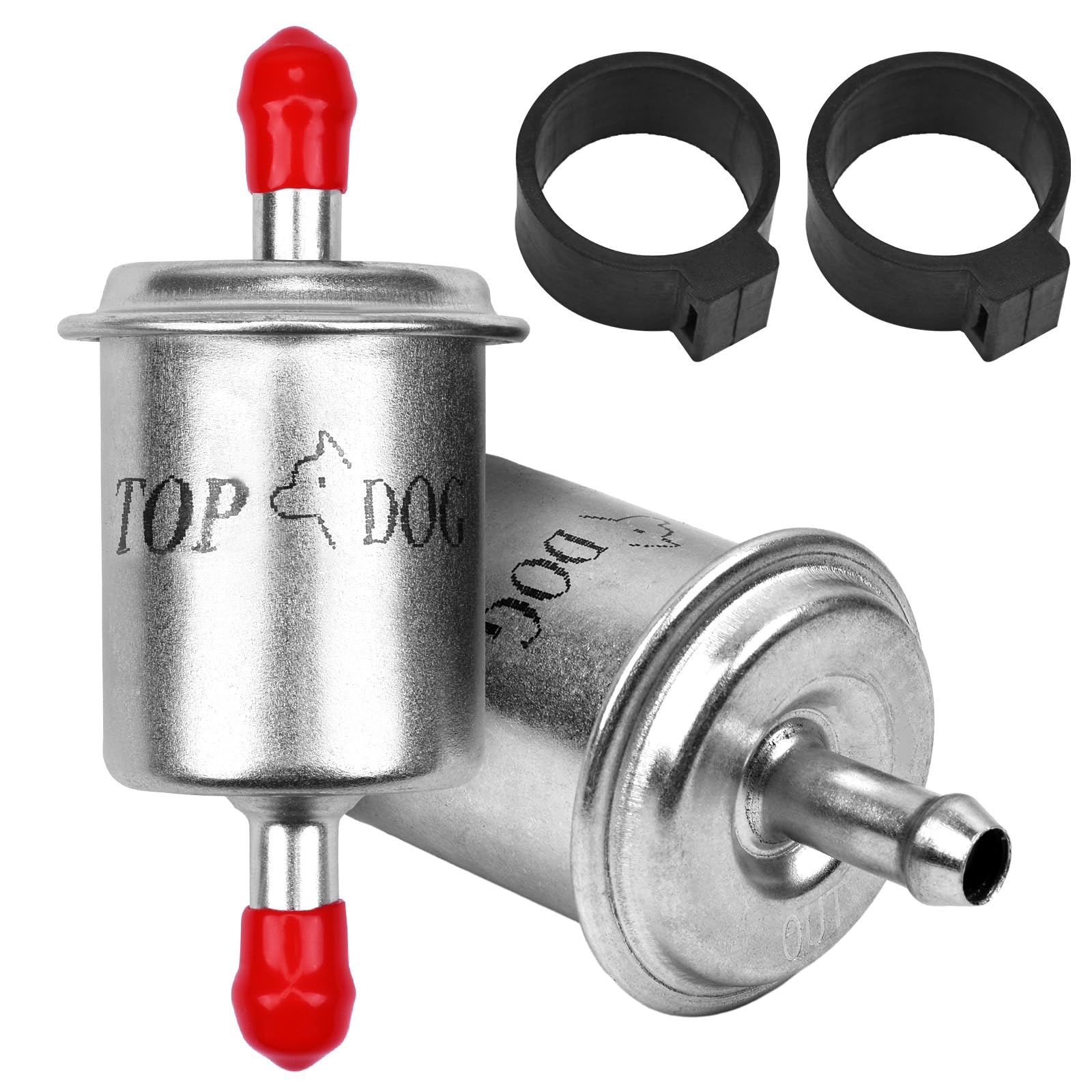 Gas Filter 4-Pack Universal Fuel Filters + 8 Hose Clamps - 5/16