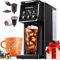 TWOMEOW Single Serve Coffee Maker for K-Cups & Grounds: Hot/Iced Bold Brew, 52oz Removable Tank, 6-14oz Sizes, Reusable Filter (Black)