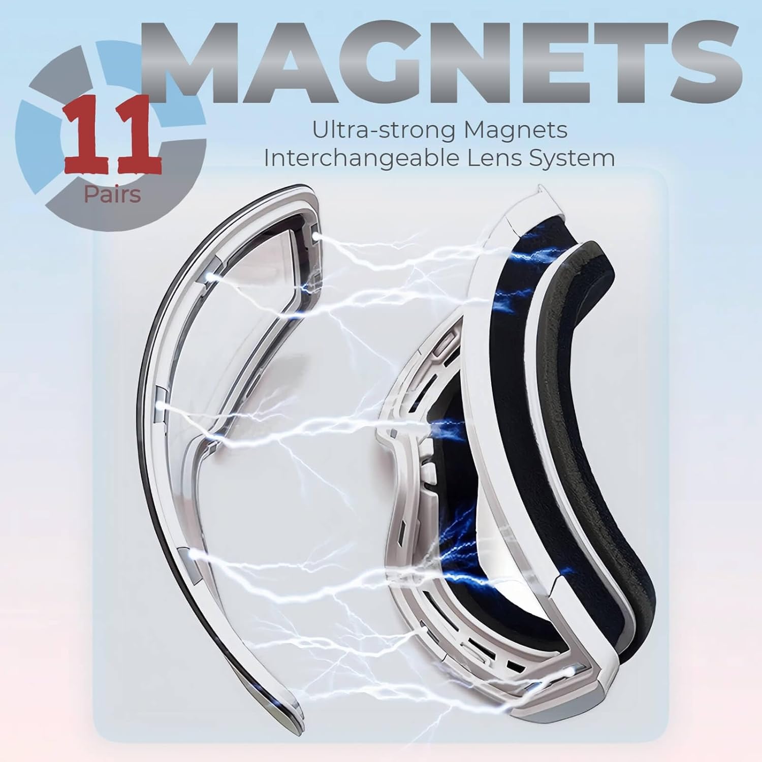 Ski Goggles for Men/Women/Youth, Frameless Anti-Fog 100% UV400 Protection Magnetic Lens Snowboard Goggles