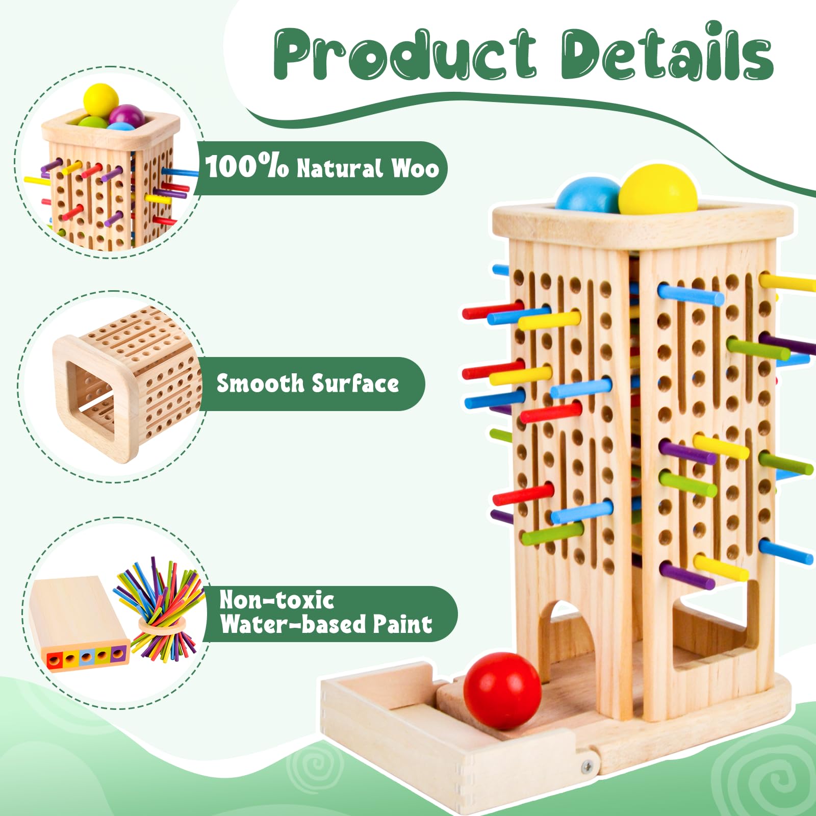 Qhpbuy Montessori Wooden Board Game Toy for 3 4 5 6 Year Old - Image 3