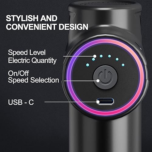 Miniatura 3 de Mini pistola de masaje, masajeador portátil de espalda muscular de tejido profundo, masajeador de percusión de mano para aliviar el dolor con 6