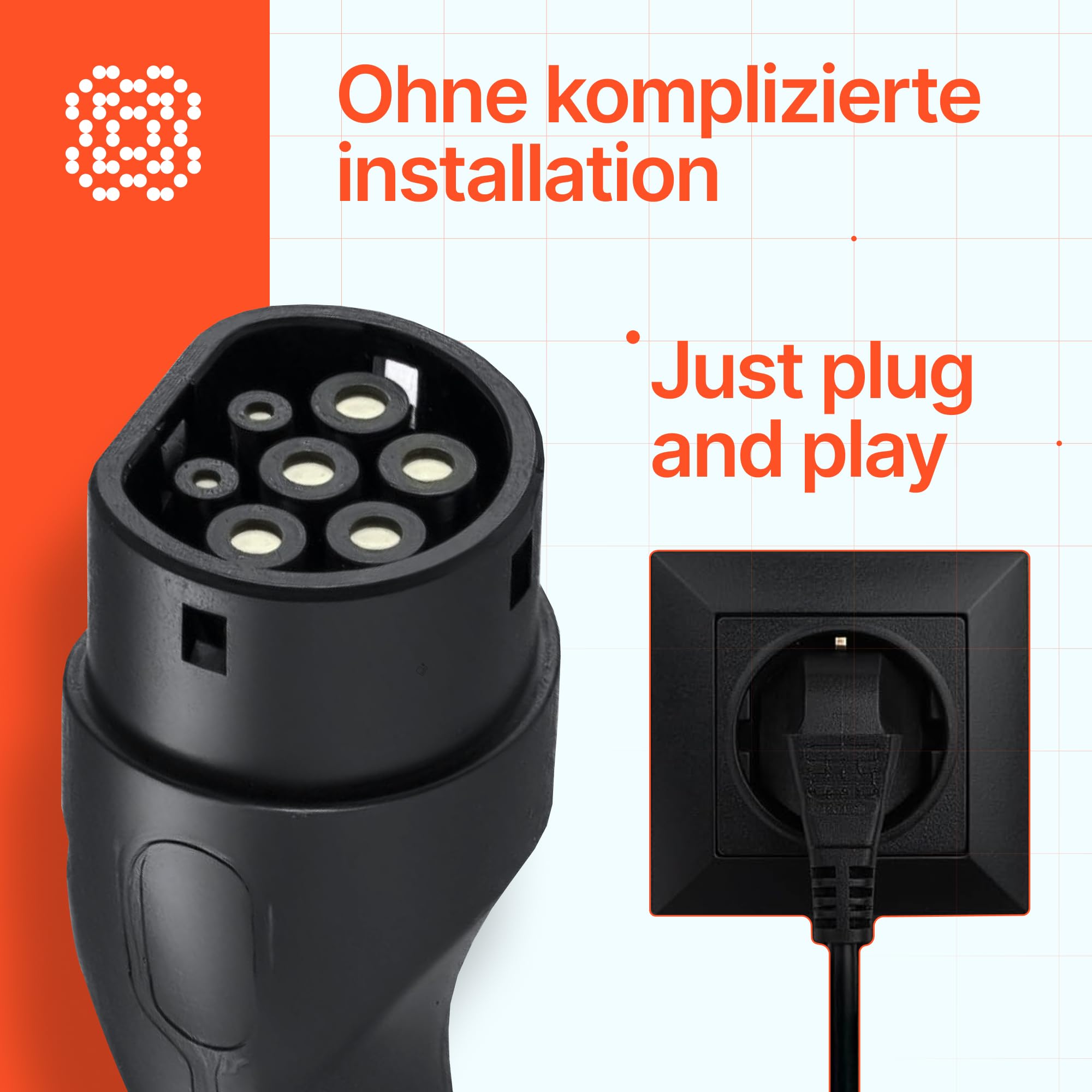 Mobile Wallbox 3,7 kW 16A Typ 2 Ladestation mit Einstellbarer Ladeleistung 8-16A, Ladekabel mit Länge 5 m mit Netzanschluss 230 V, Tragbares EV-Ladegerät für Elektroautos mit Tragetasche
