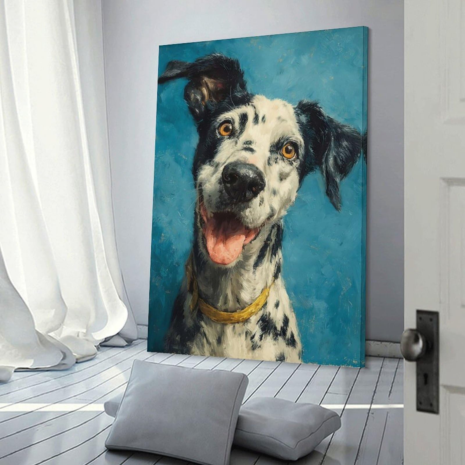 Junmoney Dalmatian Dog Portrait Home Decor Wall Art 08x12inch(20x30cm), for Office, Study Or Home Workspace, Home Office Artwork with Decorative Appeal