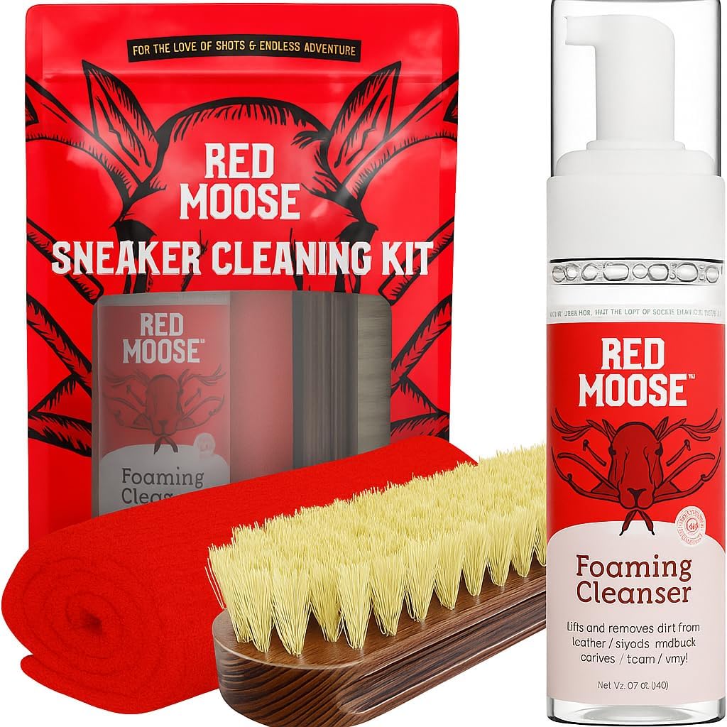 RED MOOSE シューズ&スニーカークリーナーキット &ndash; レザー、スエード、ヌバック、キャンバス&ホワイトシューズ、ブラシ、フォ