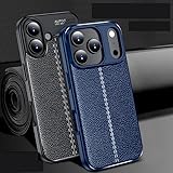 iPhone 16E/SE4 2025用ジェネリックケース(カラー:ネイビーブルー) レザーパターンルックスハードシリコンバックケース