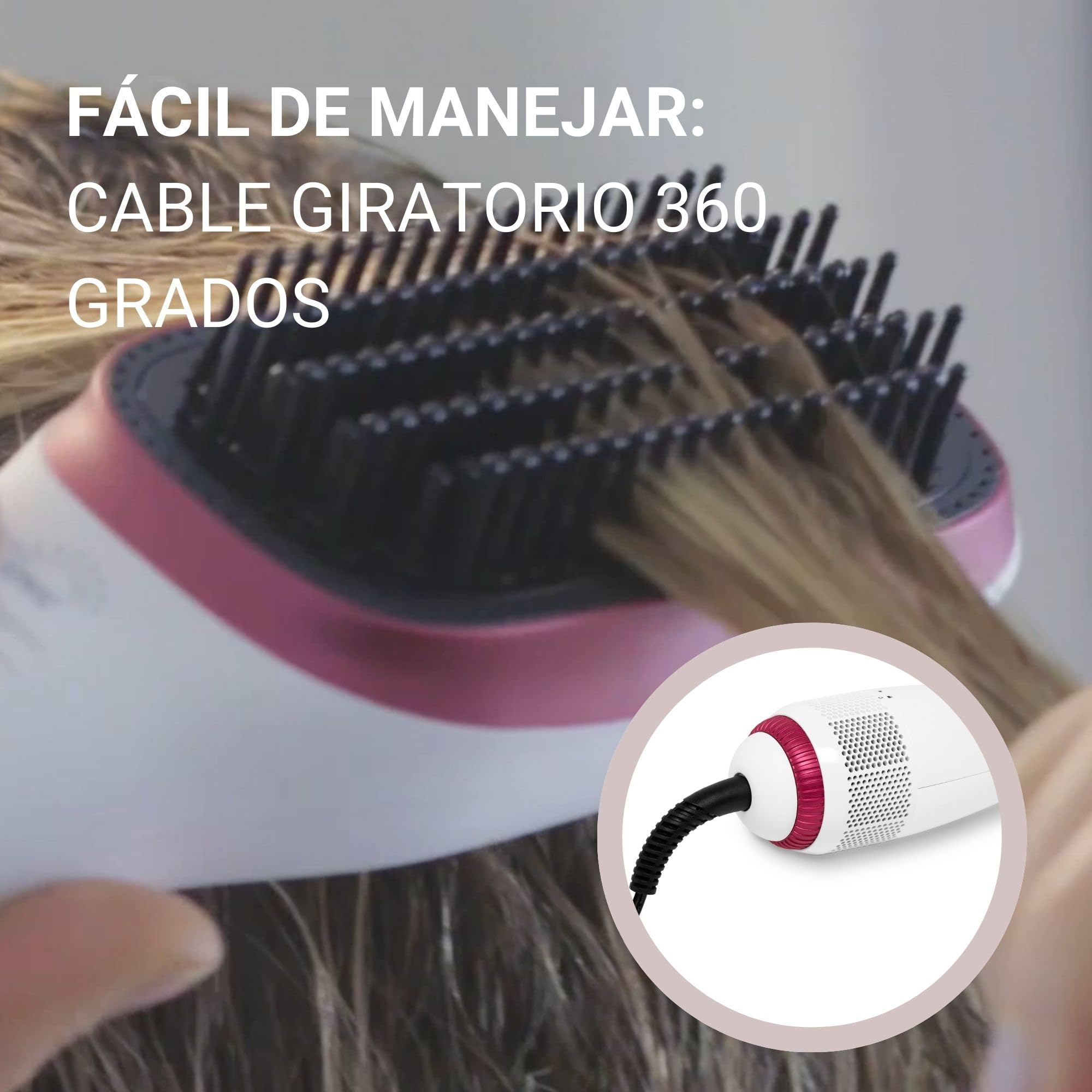 Rowenta Cepillo alisador Express – Cepillo alisador pelo, Función 2 en 1 que seca, alisa y moldea, reduce la electricidad estática y el encrespamiento, cerdas especiales desenredantes, CF6220 | Antiencrespamiento, Uso sencillo en el día a día, Formato prá