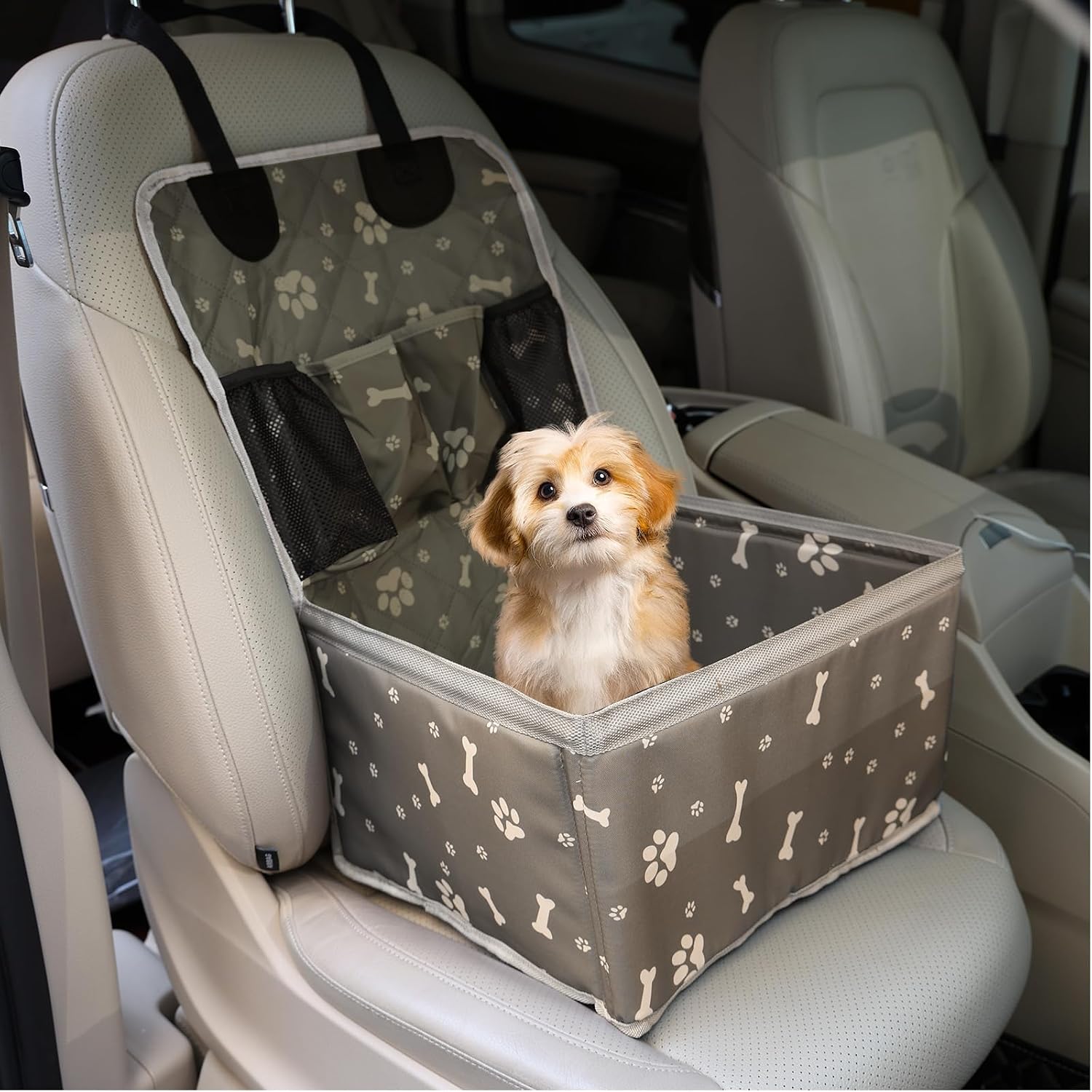 Car Seat Dog for Small Breed, Portable Waterproof Puppy Seat, Comfortable Safety Dog Seats with Pockets for Car Travel, Neatly and Pet Relax image 2