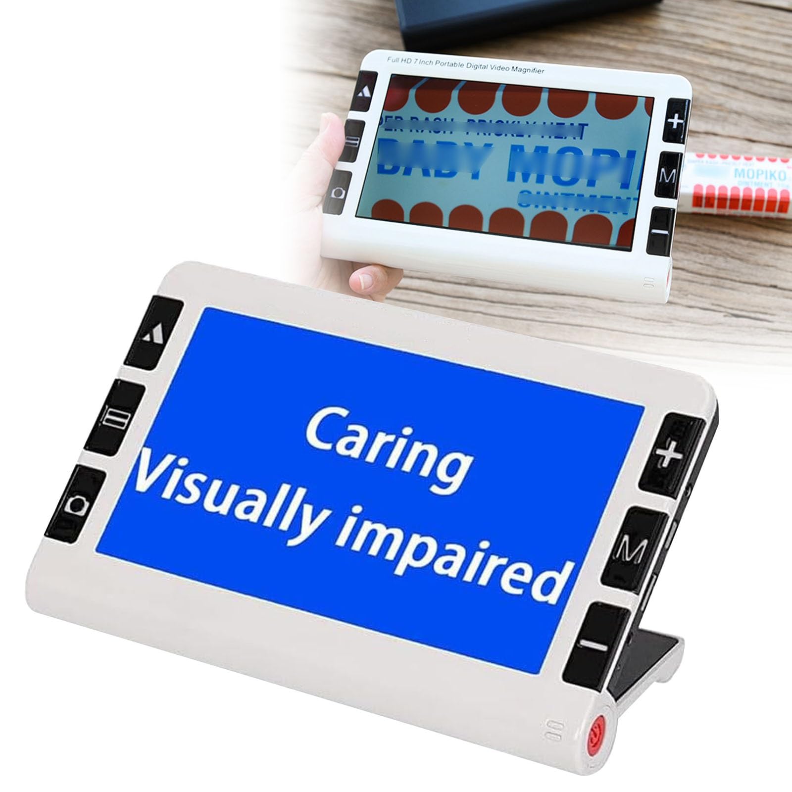 2X-32X Digital Magnifier With 7" Screen – 26 Color Modes, 4GB Memory, Built-in LED Light, HDMI & AV Out, Foldable Stand | Handheld Portable Electronic Magnifier For Visually Impaired & Seniors