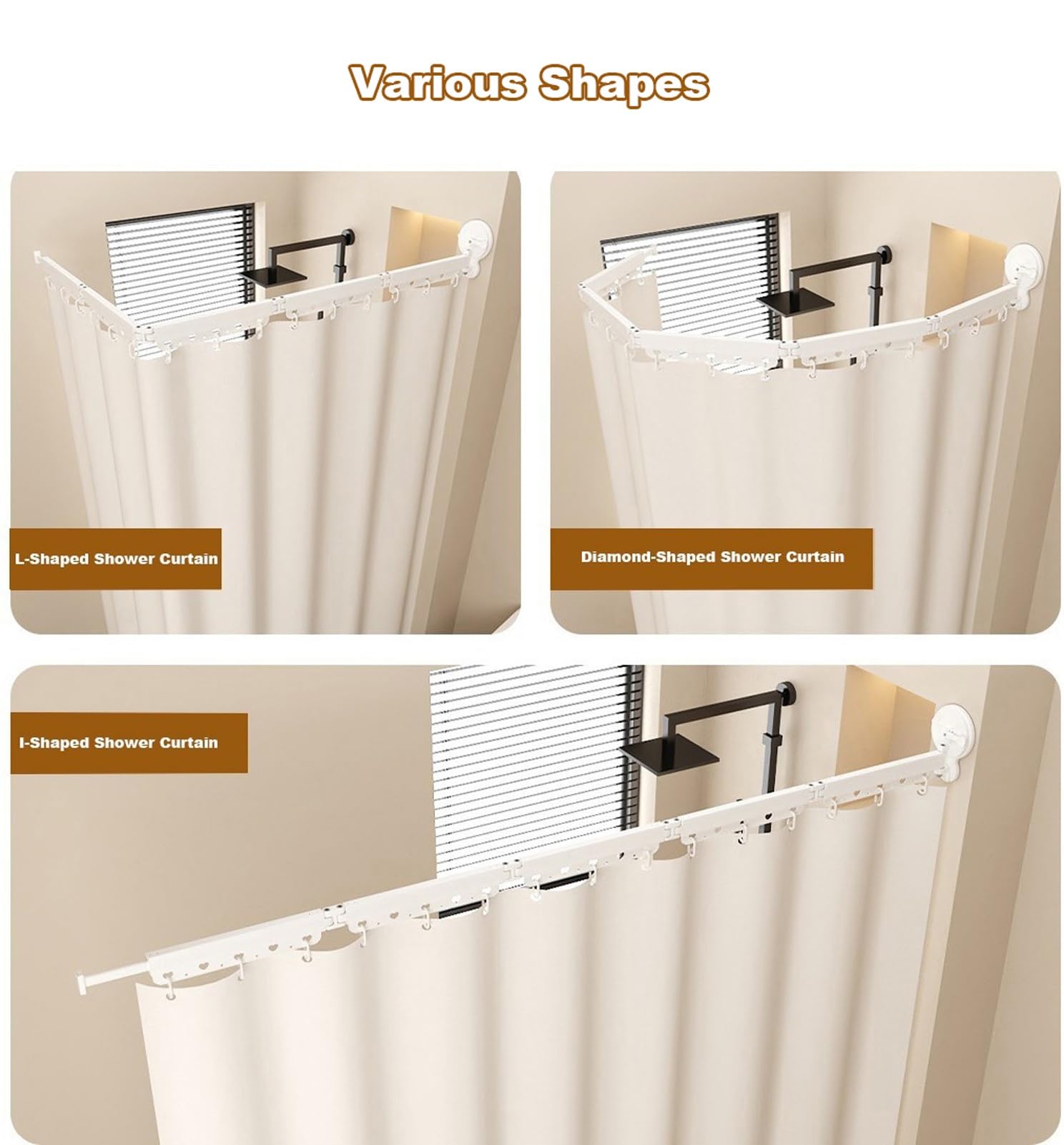 Barra de ducha plegable retráctil, montaje en pared, sin taladro, resistente al agua, perfecta para baños, caravanas, vestuarios, diseño de 3 pliegues para un fácil almacenamiento
