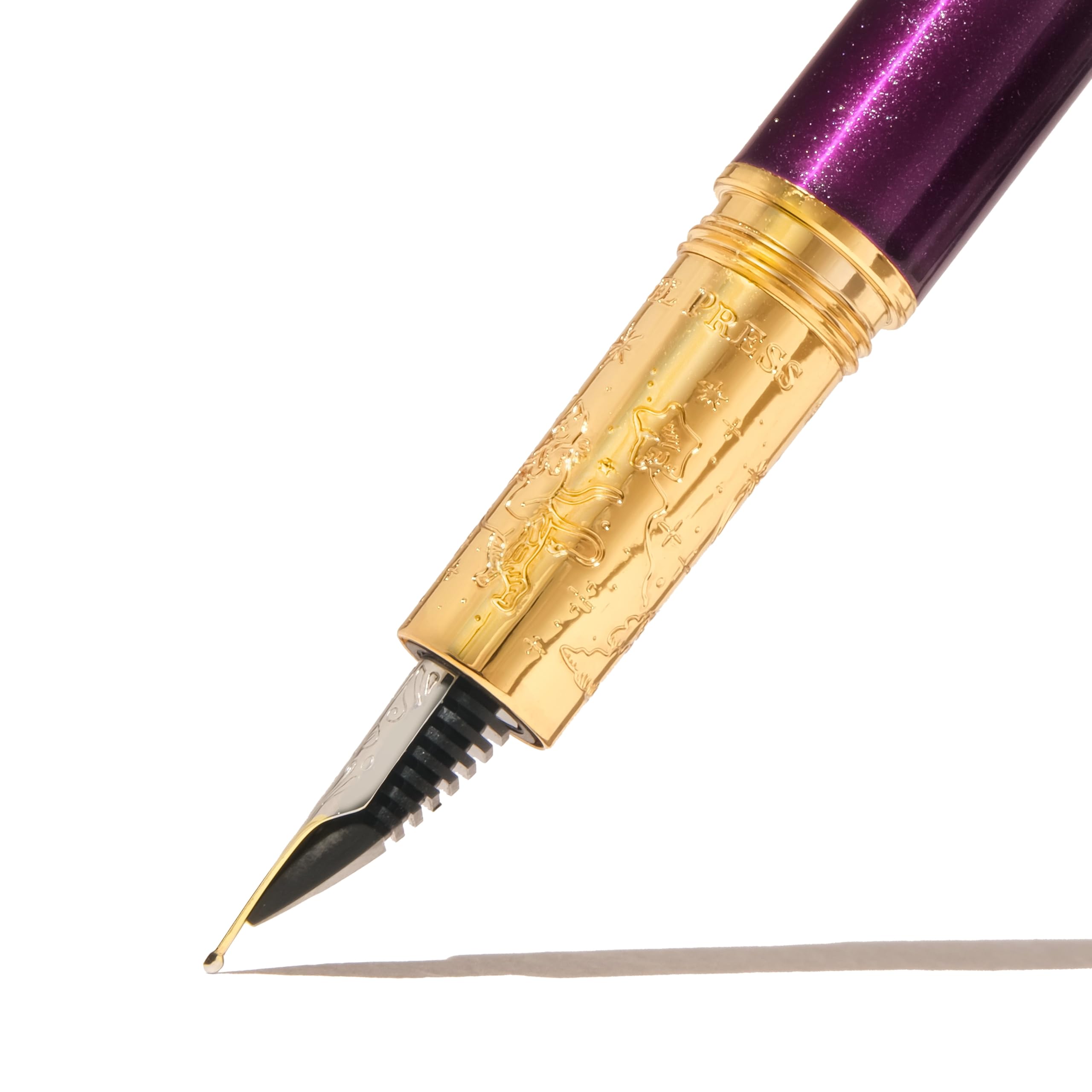 Ferris Wheel Press, Bijou Fountain Pen, Whispers of Twilight, Double Gold Plated, Sapphire Lacquer Finish, Two-Tone Steel Nib, Fine