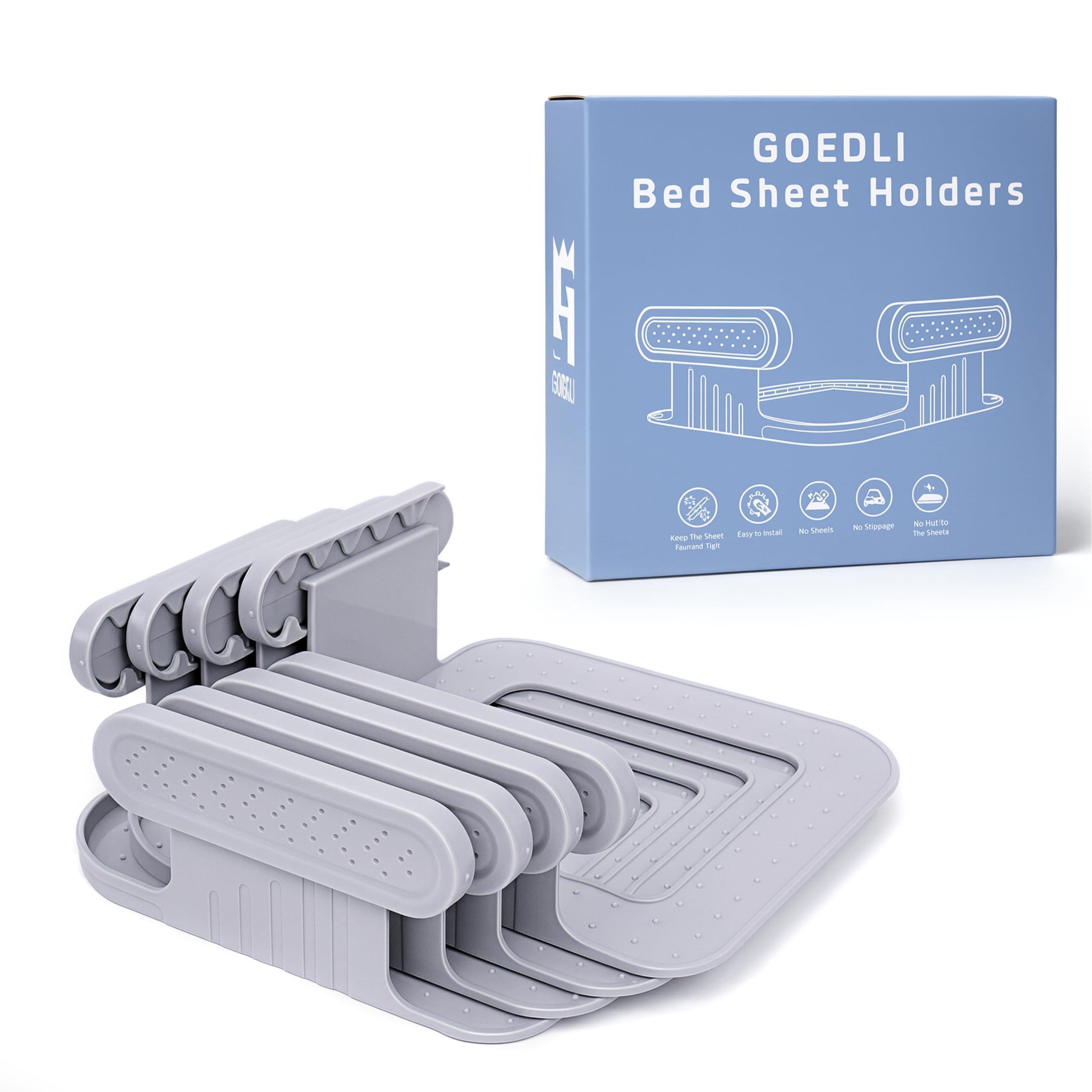 Lock Sheet Holders - No More Loose Sheets Secure Bed Sheets 4Pcs Fits All Kinds of Sheets and