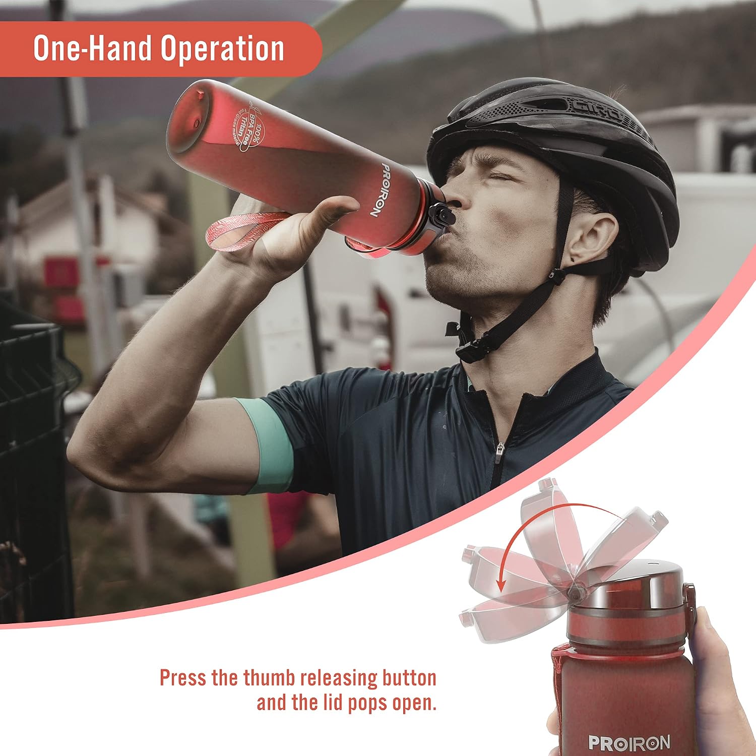 PROIRON Water Bottle 500ml for Bike Running, Cycling, Gym, Leak Proof Sports Water Bottles with Flip Top Lid - Image 3
