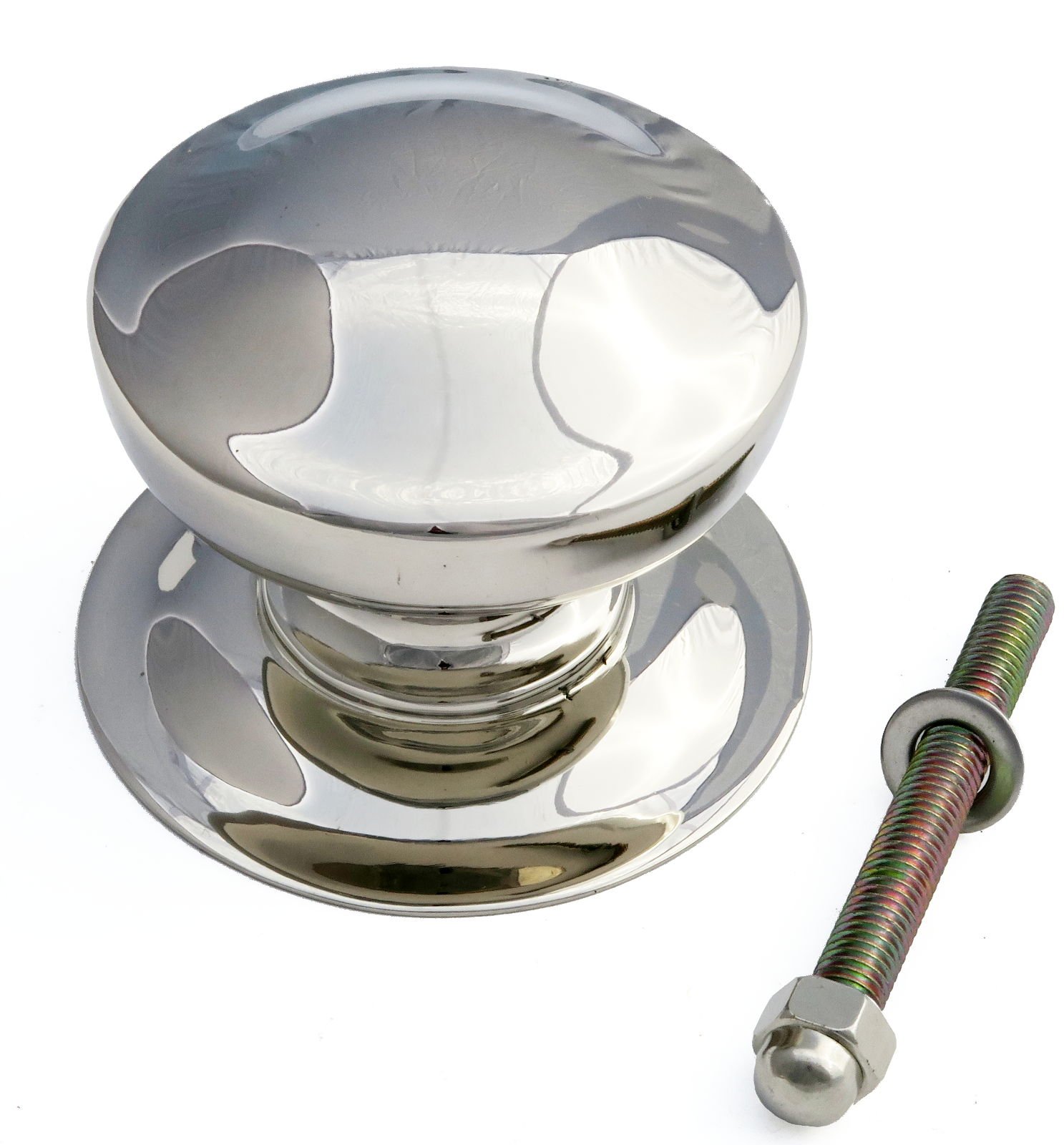 Castelion® Plain Nickel Plated Victorian Centre Pull Door Knob, Approx 75mm x 65mm, Backplate 80mm