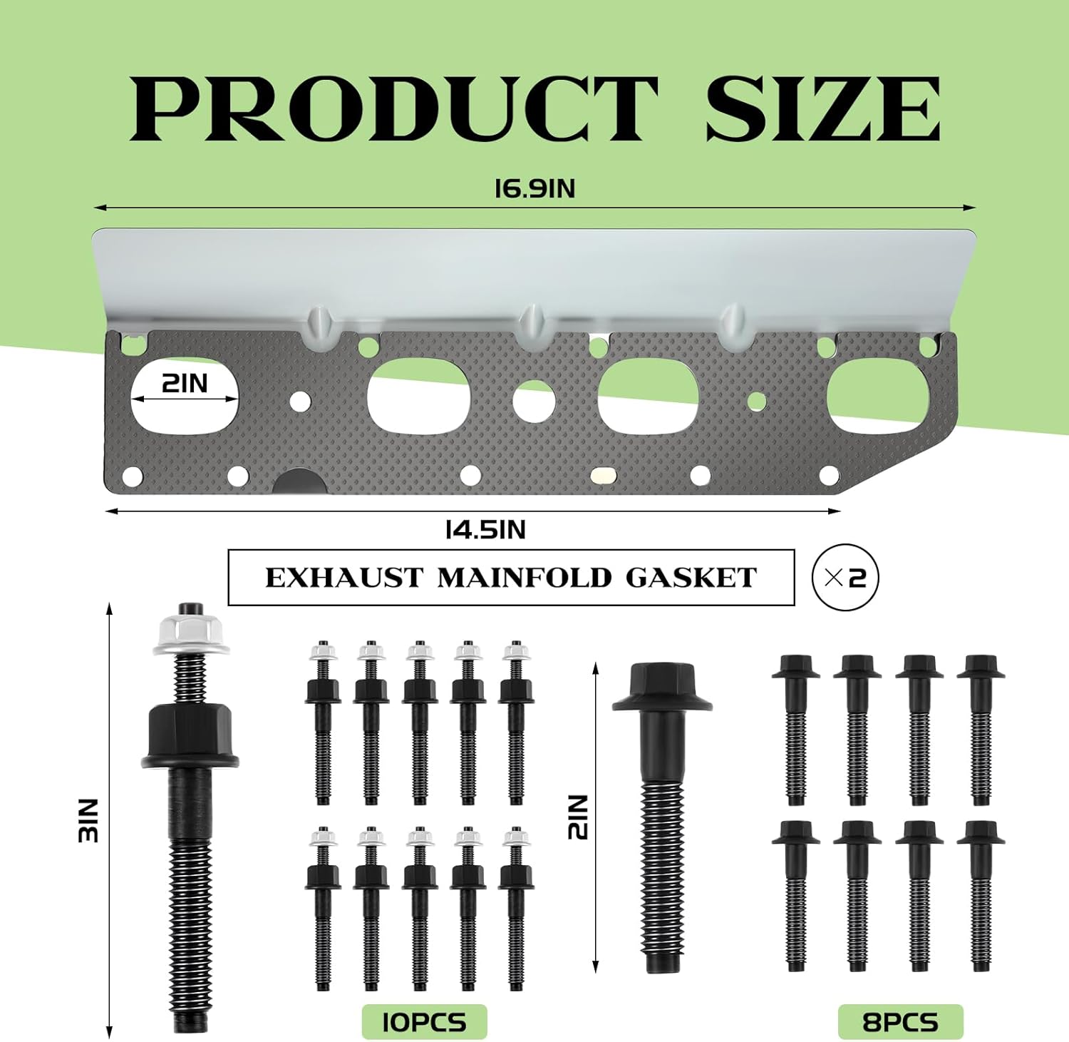 Exhaust Manifold Gasket Set with Bolts and Studs Exhaust Manifold Hardware Gasket Kit Compatible with Ram 5.7l with Bolt Studsv8 2009-2020 1500 2500 3500 Engines(Complete Left + Right)