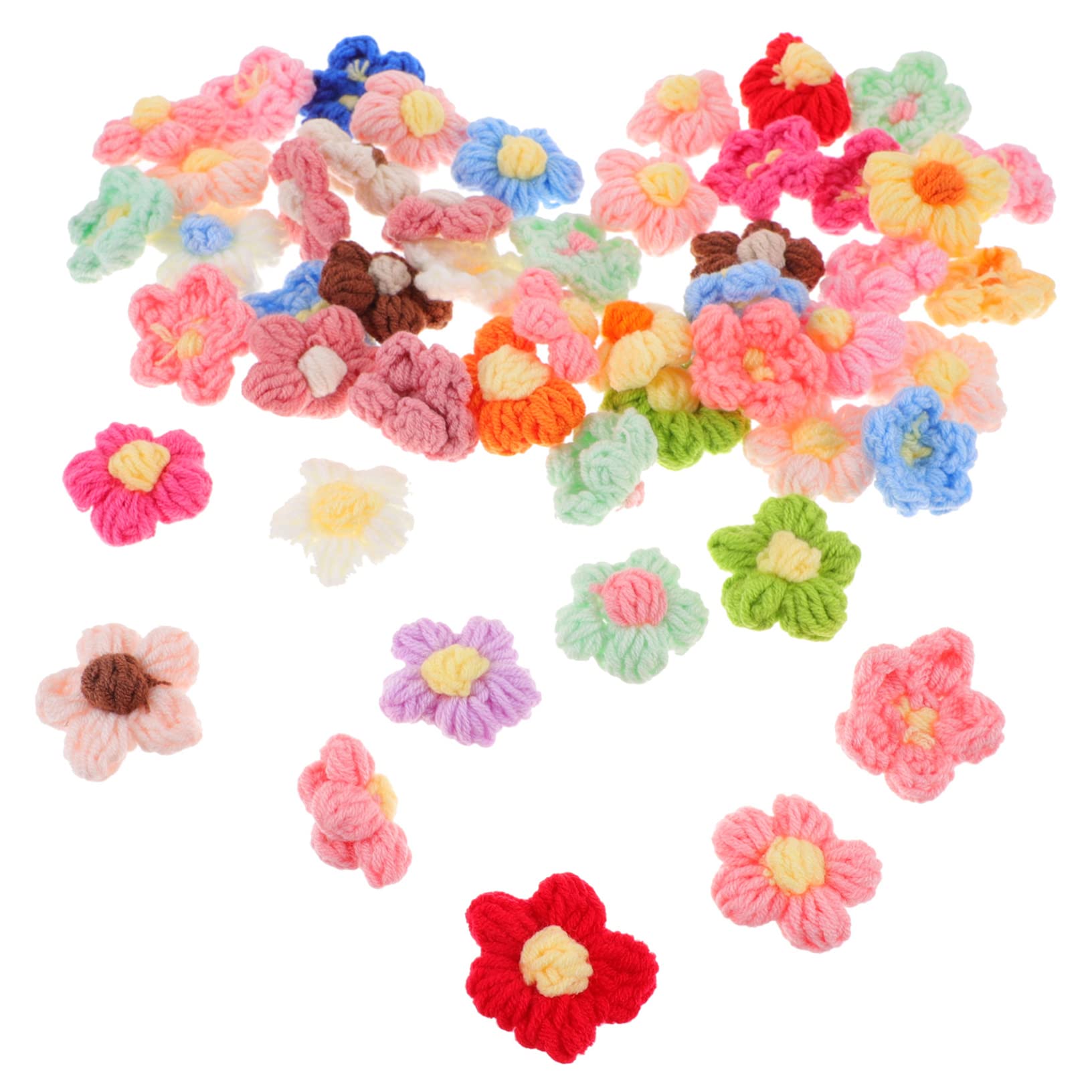 オリジナル　縫い付けタイプ　flowers Amazon.co.jp: CRAFTHROU 50個 立体毛糸の花 ミニ クラフト用フェルト